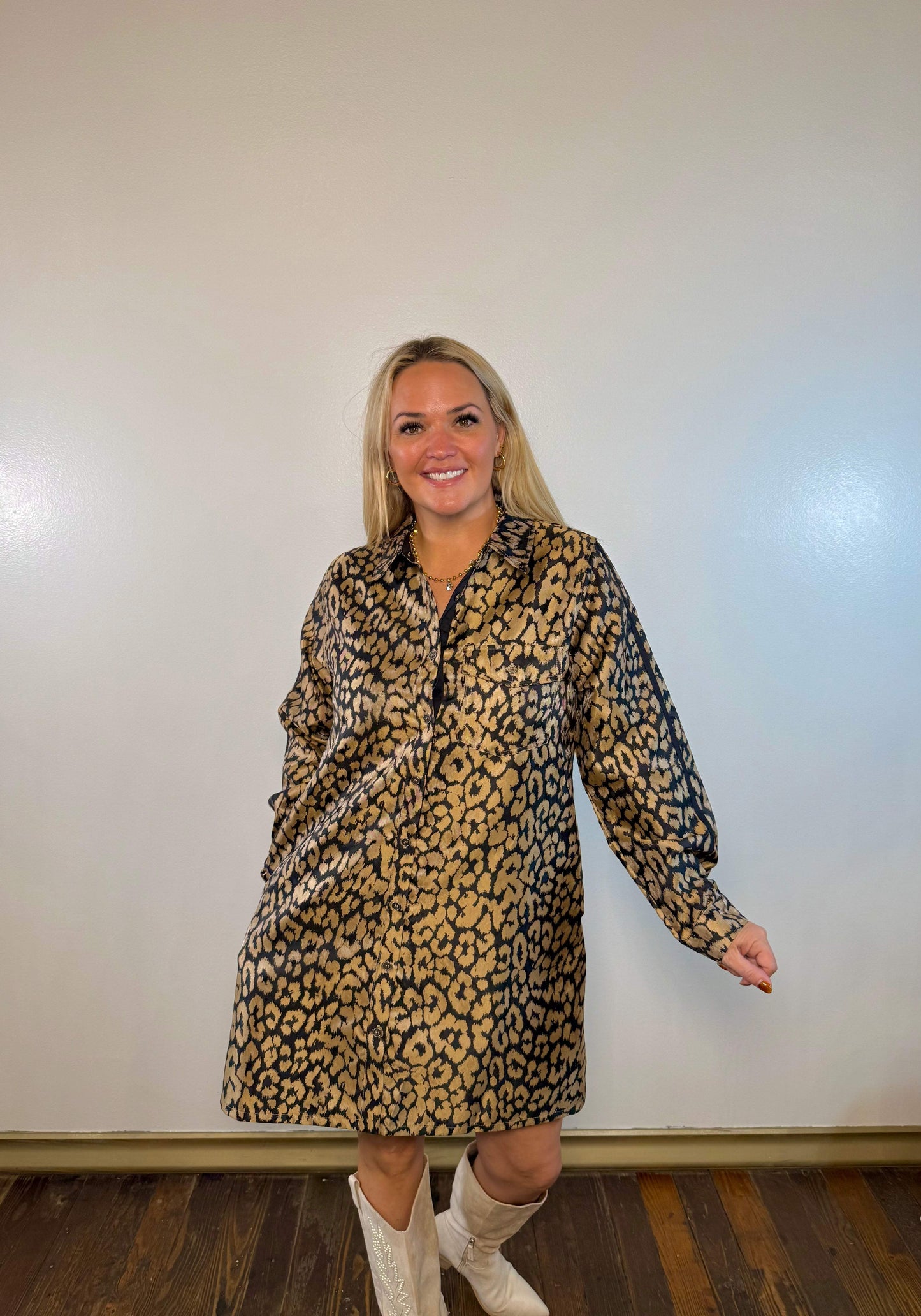 Paige Leopard Stripe Detailed Short Dress