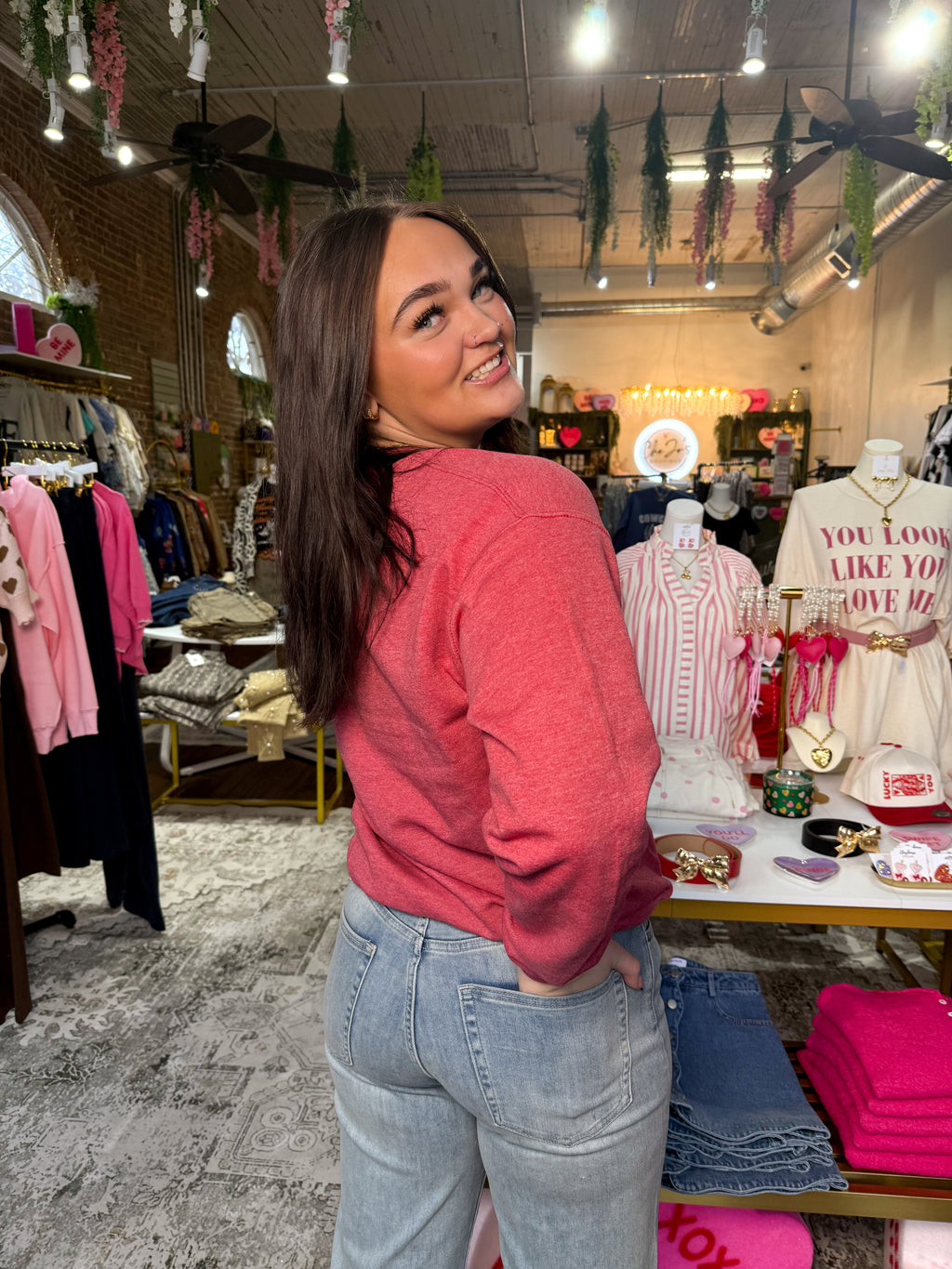 Heather Red XOXO Sweatshirt | PLUS SIZE AVAILABLE