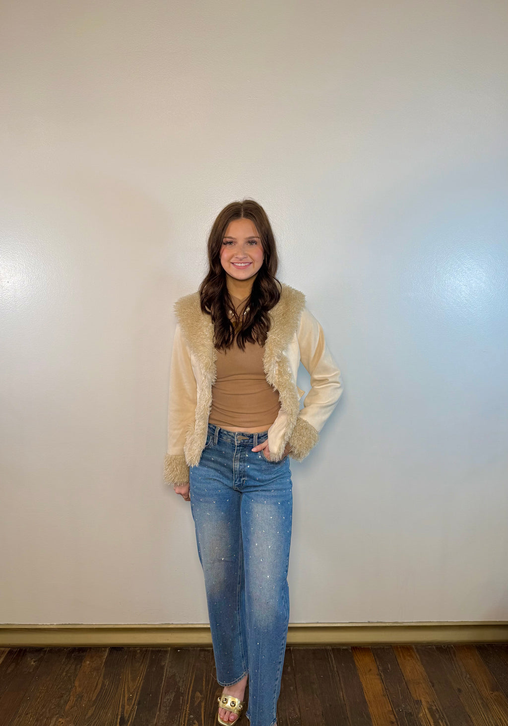 Cider Mist Faux Fur Suede Jacket