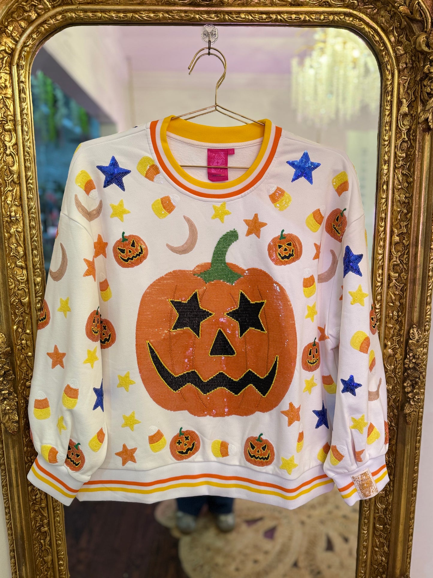 White Pumpkin Icon Sweatshirt Sweatshirt | Queen of Sparkles