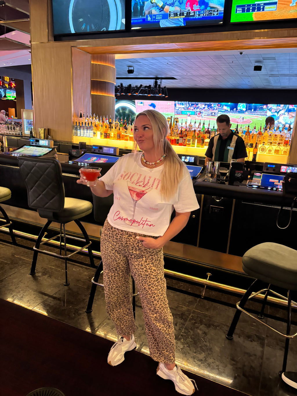 Socialite Drink Club Rhinestone Graphic Crop Tee
