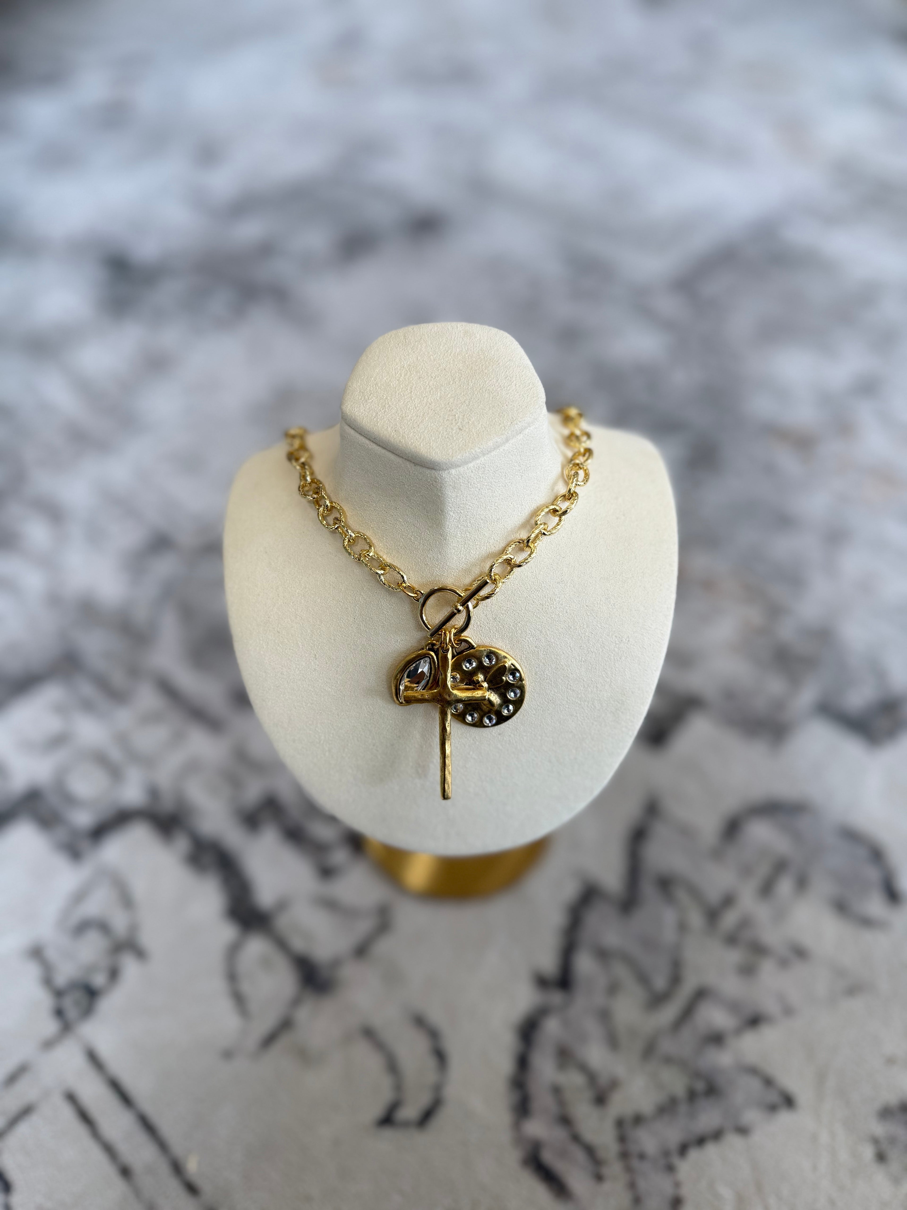 Gold Toggle Pendant Necklace