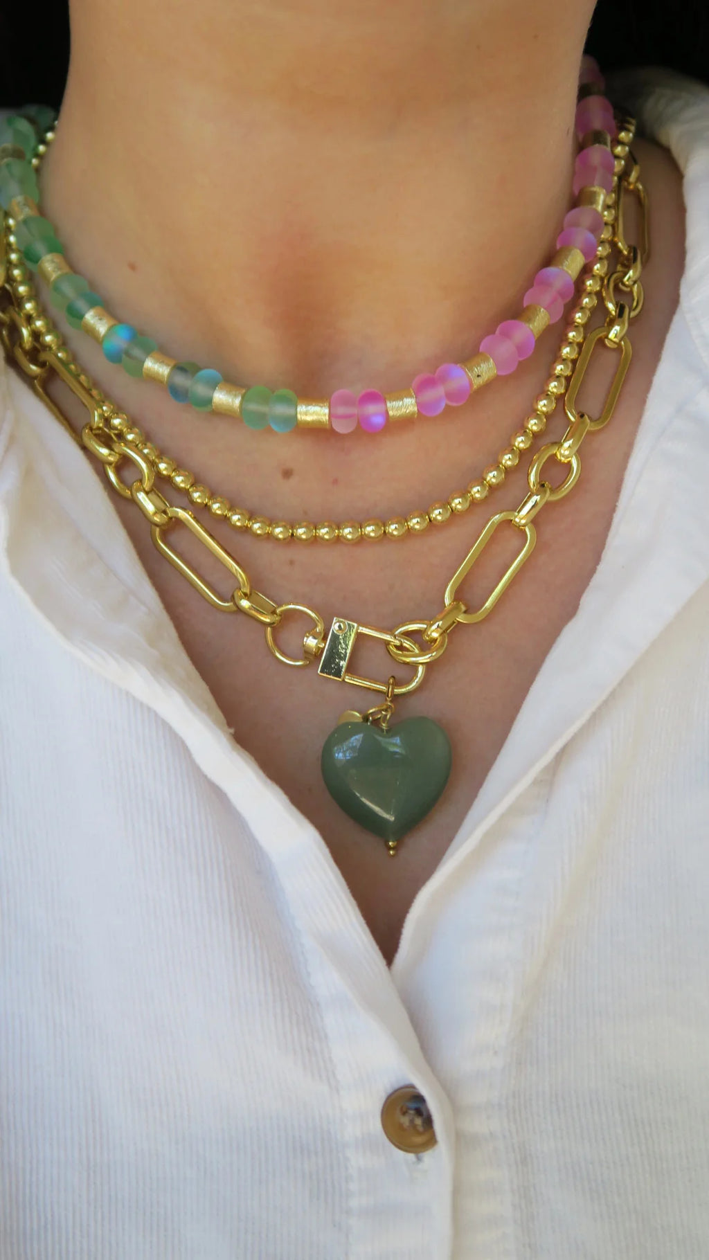 Marble Heart Charm Necklace