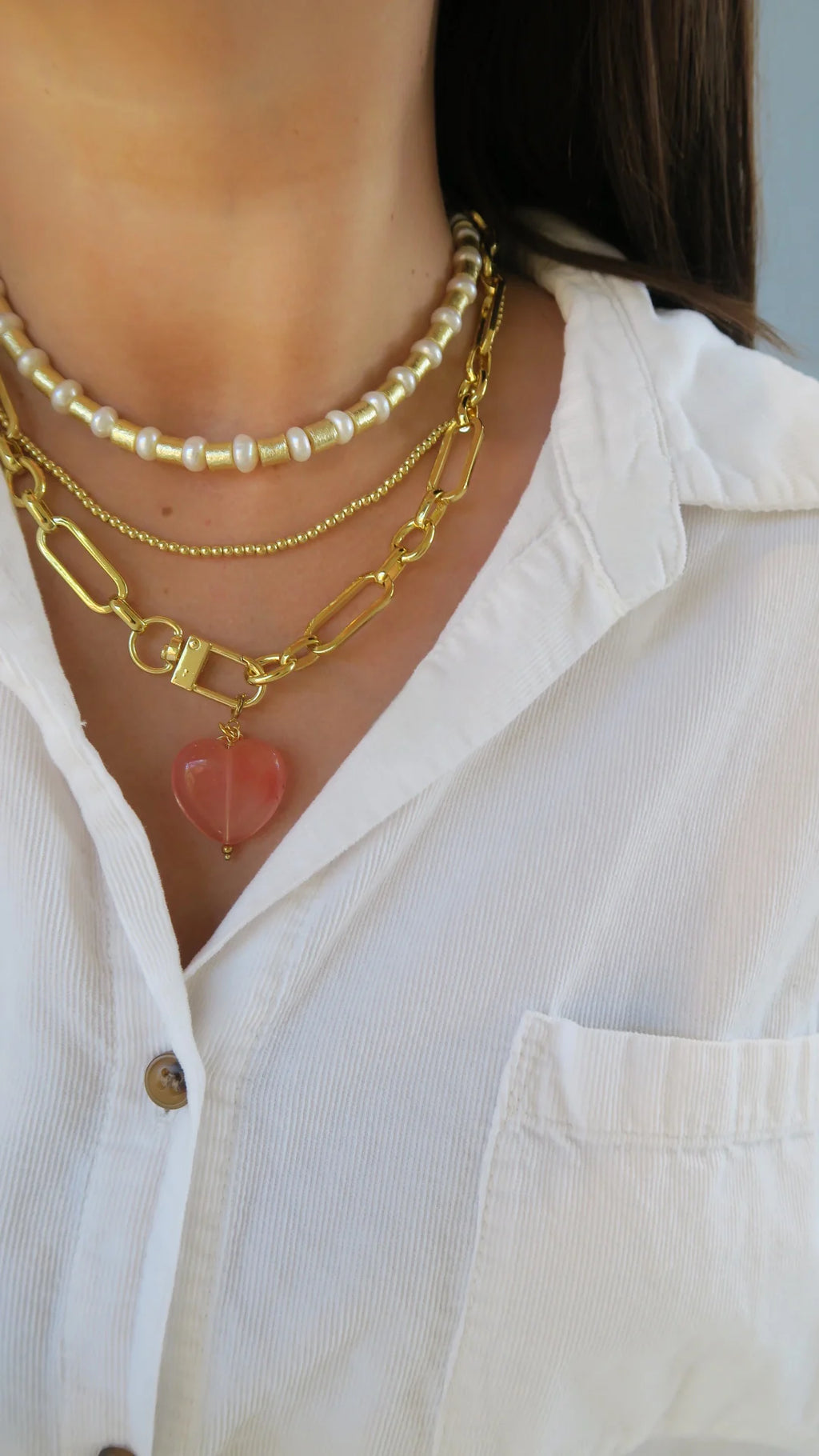 Marble Heart Charm Necklace