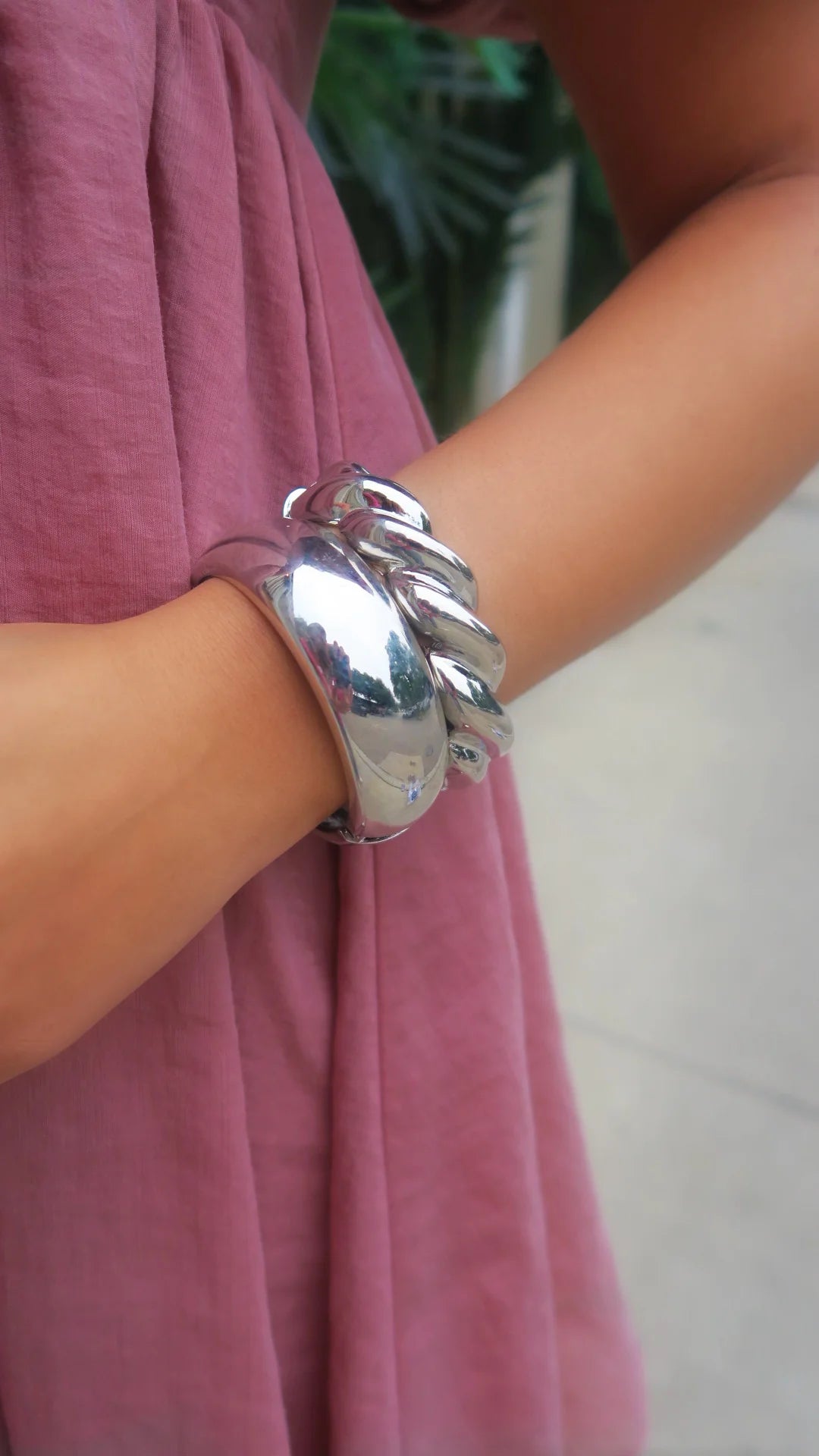 Silver Rounded Bangle