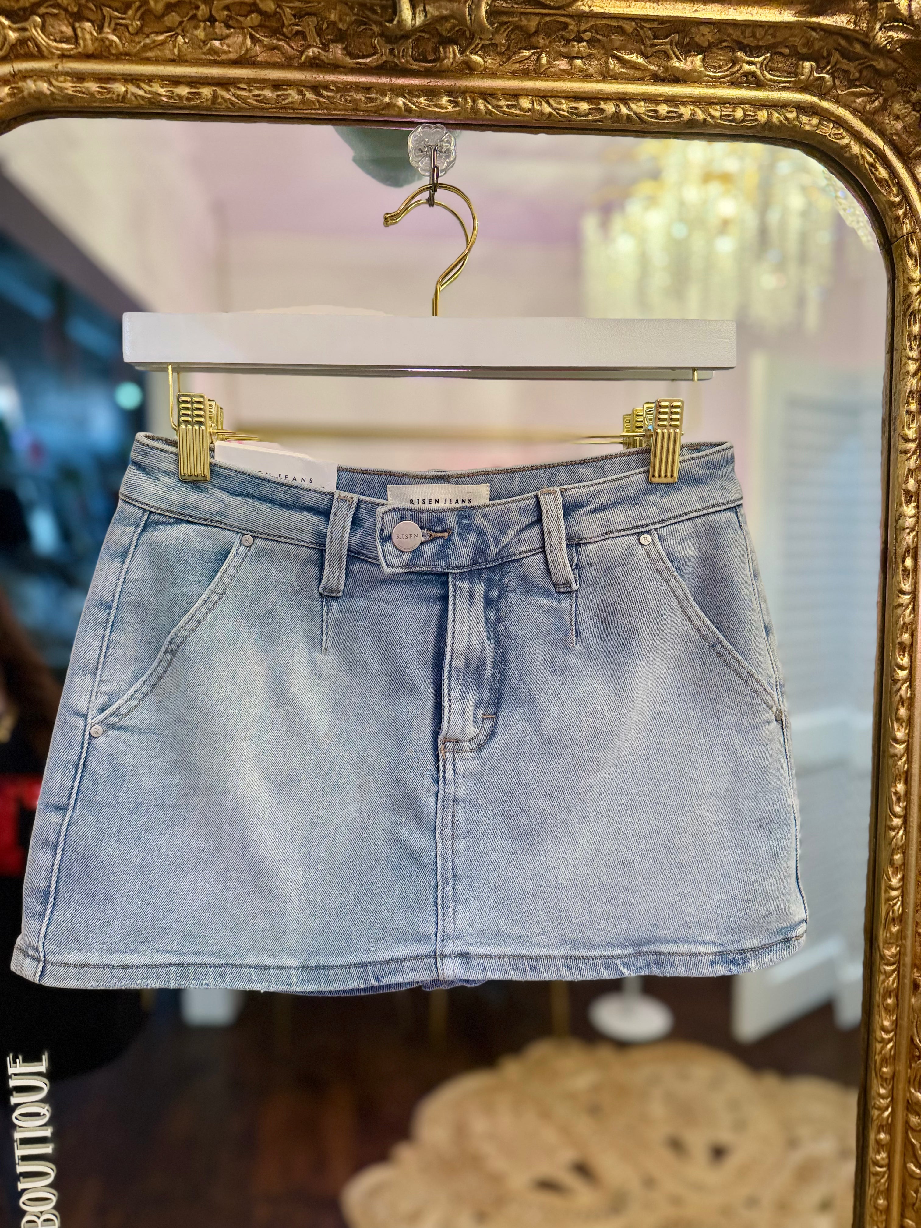 Low Rise Denim Skort | Risen Jeans