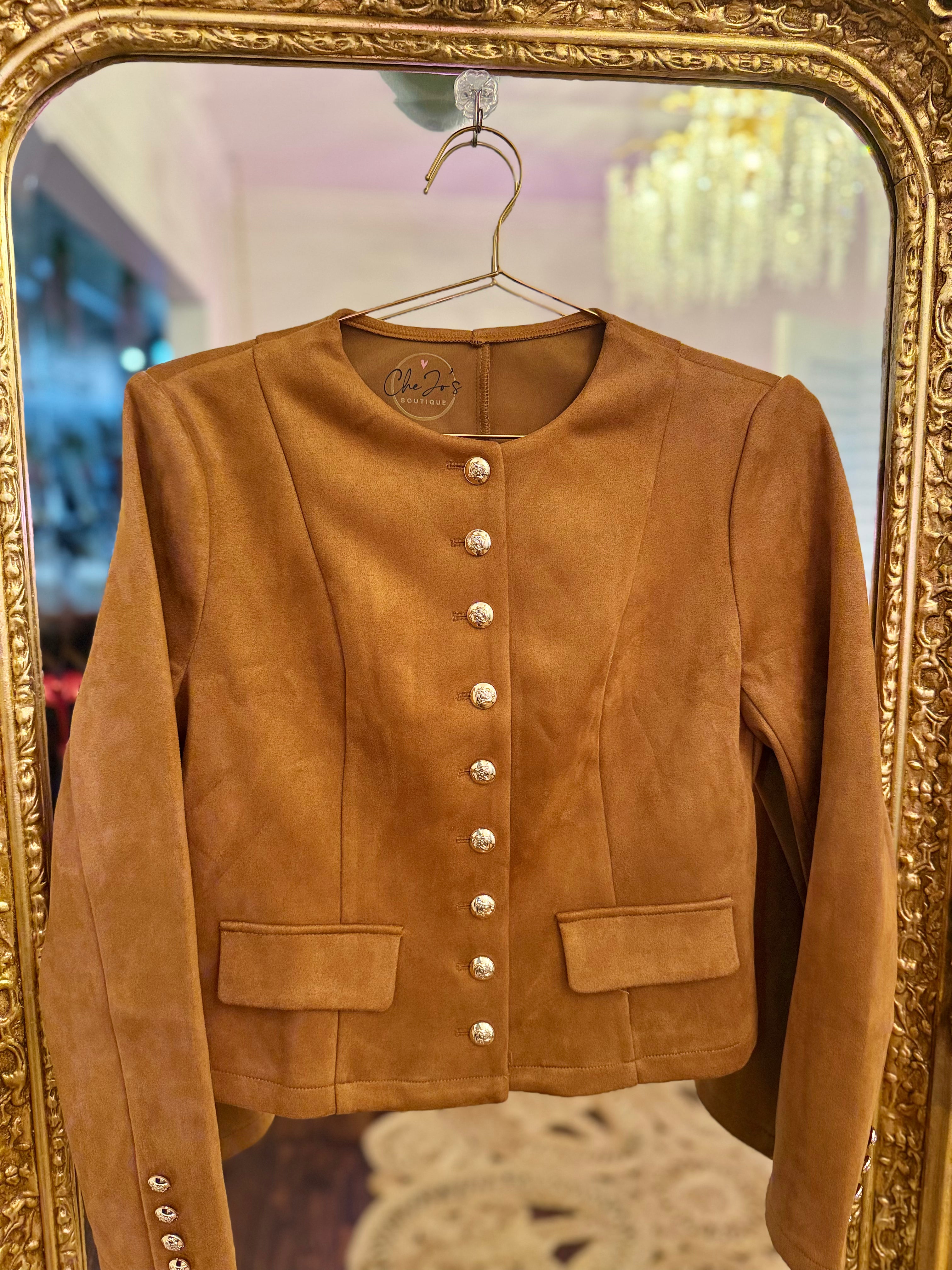 Suede Gold Detail Crop Jacket