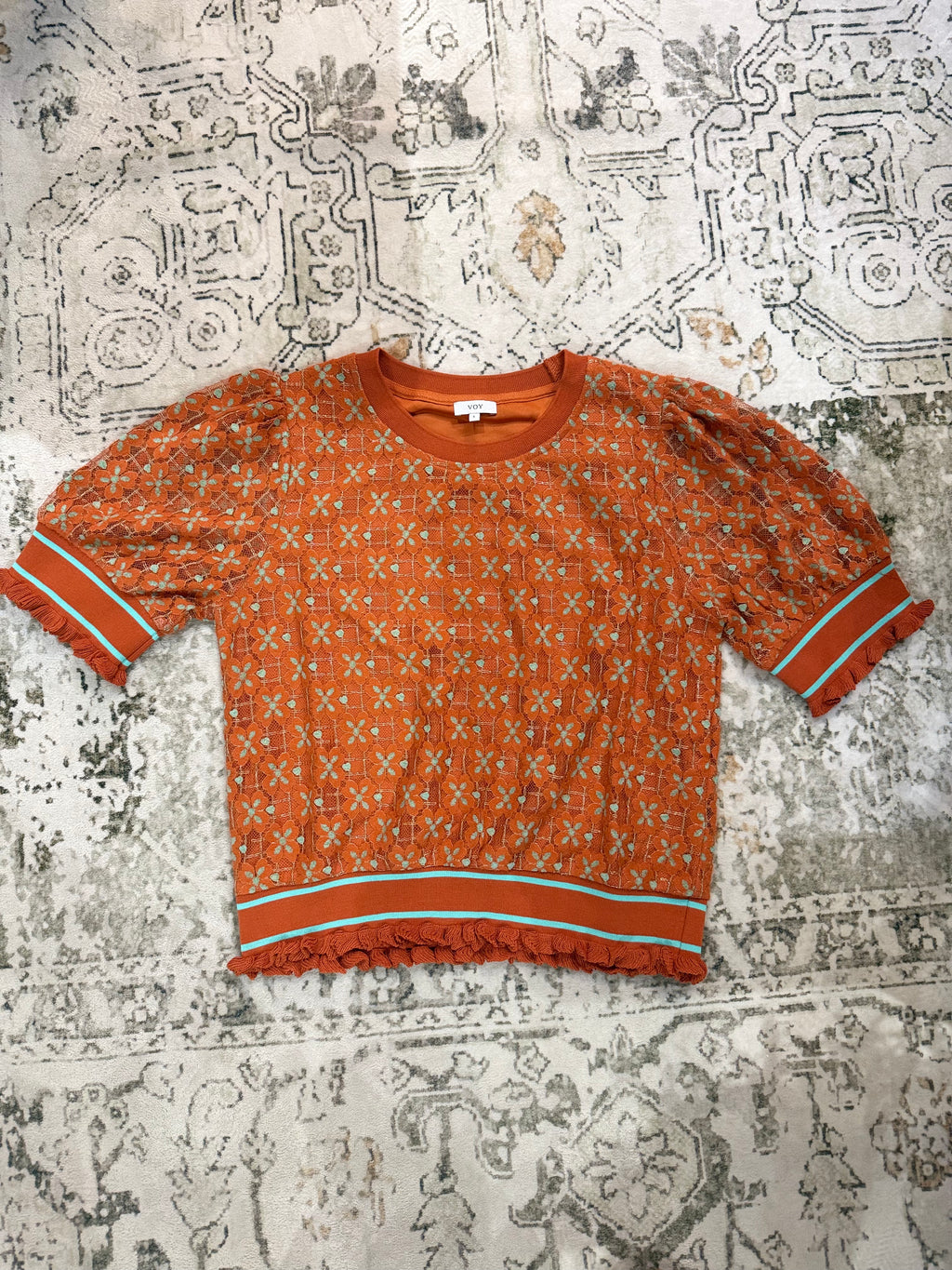 Rustic Lace Detailed Rib Top