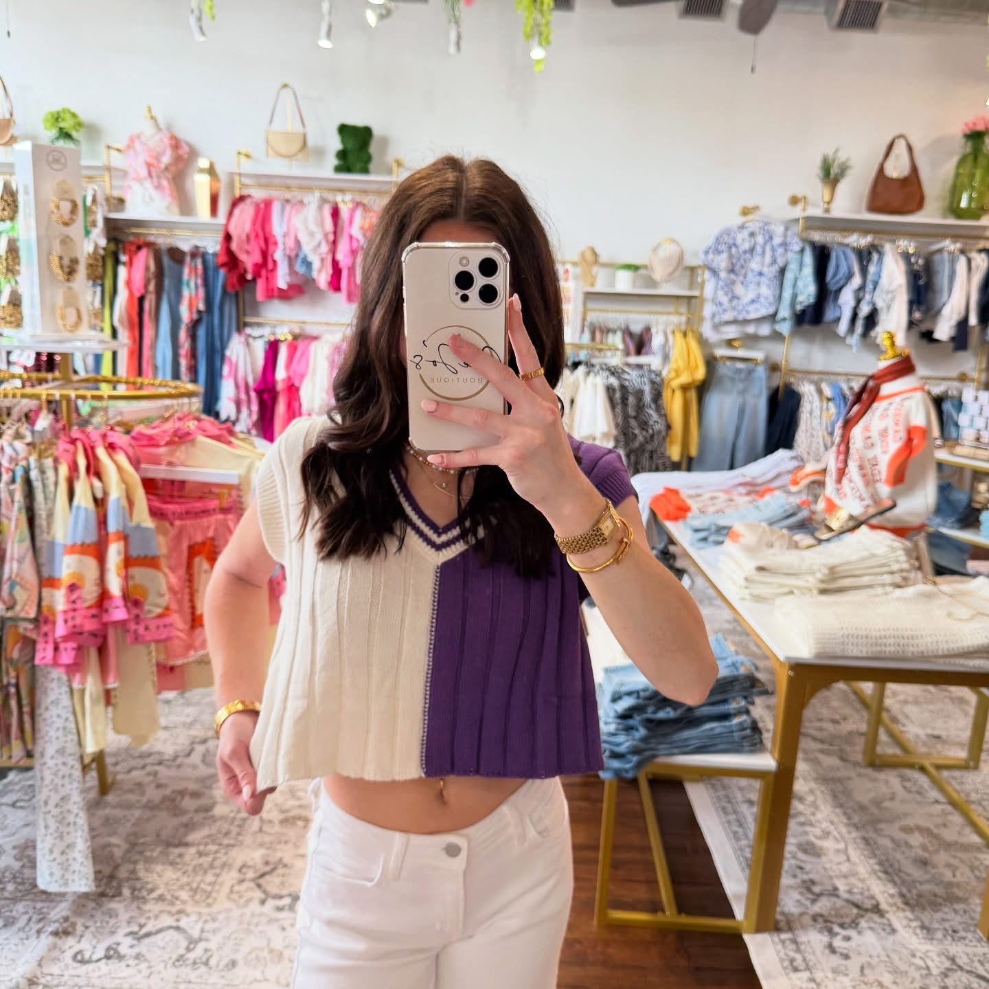 Two Tone Cropped Sweater Vest