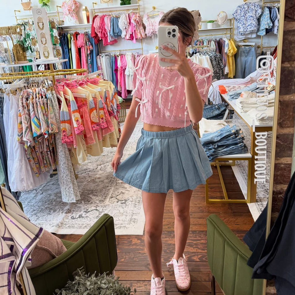 Penny Denim Drawstring Skort