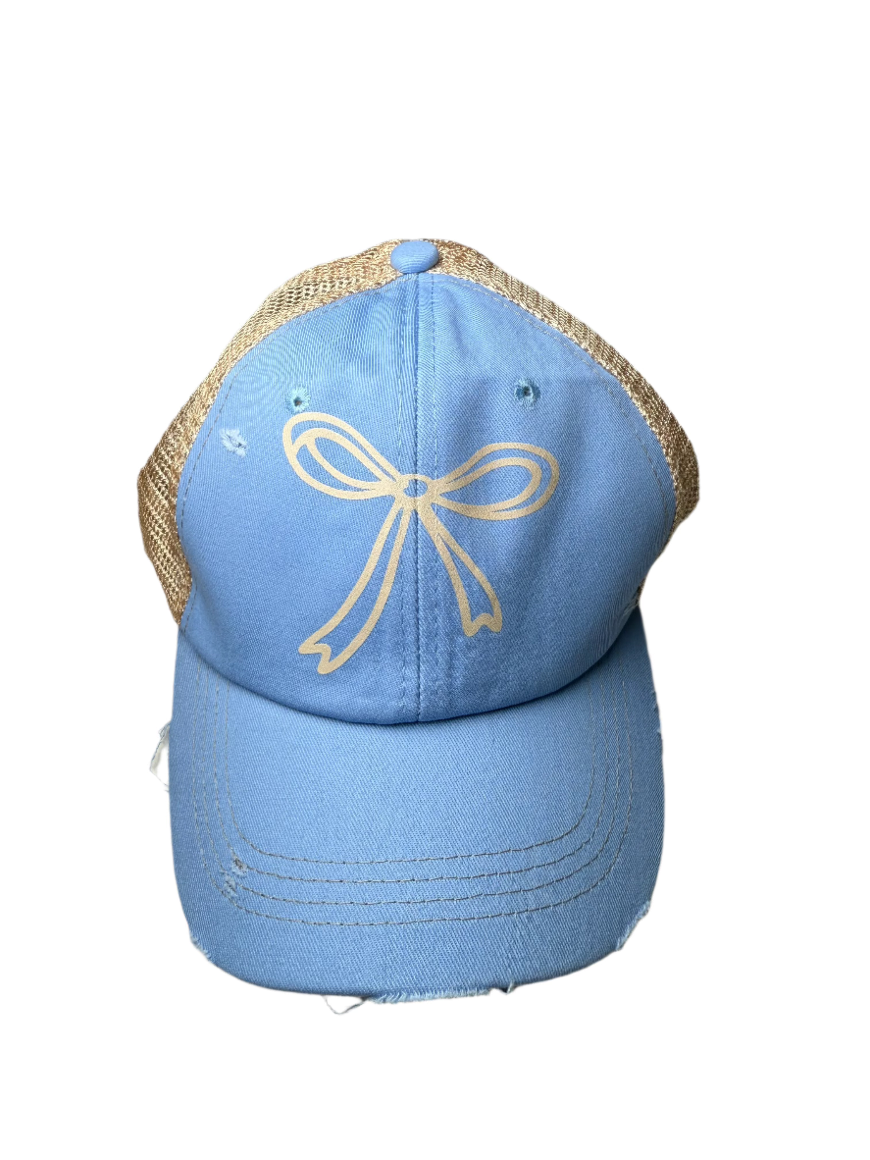 Canvas Bow Embroidered Cap