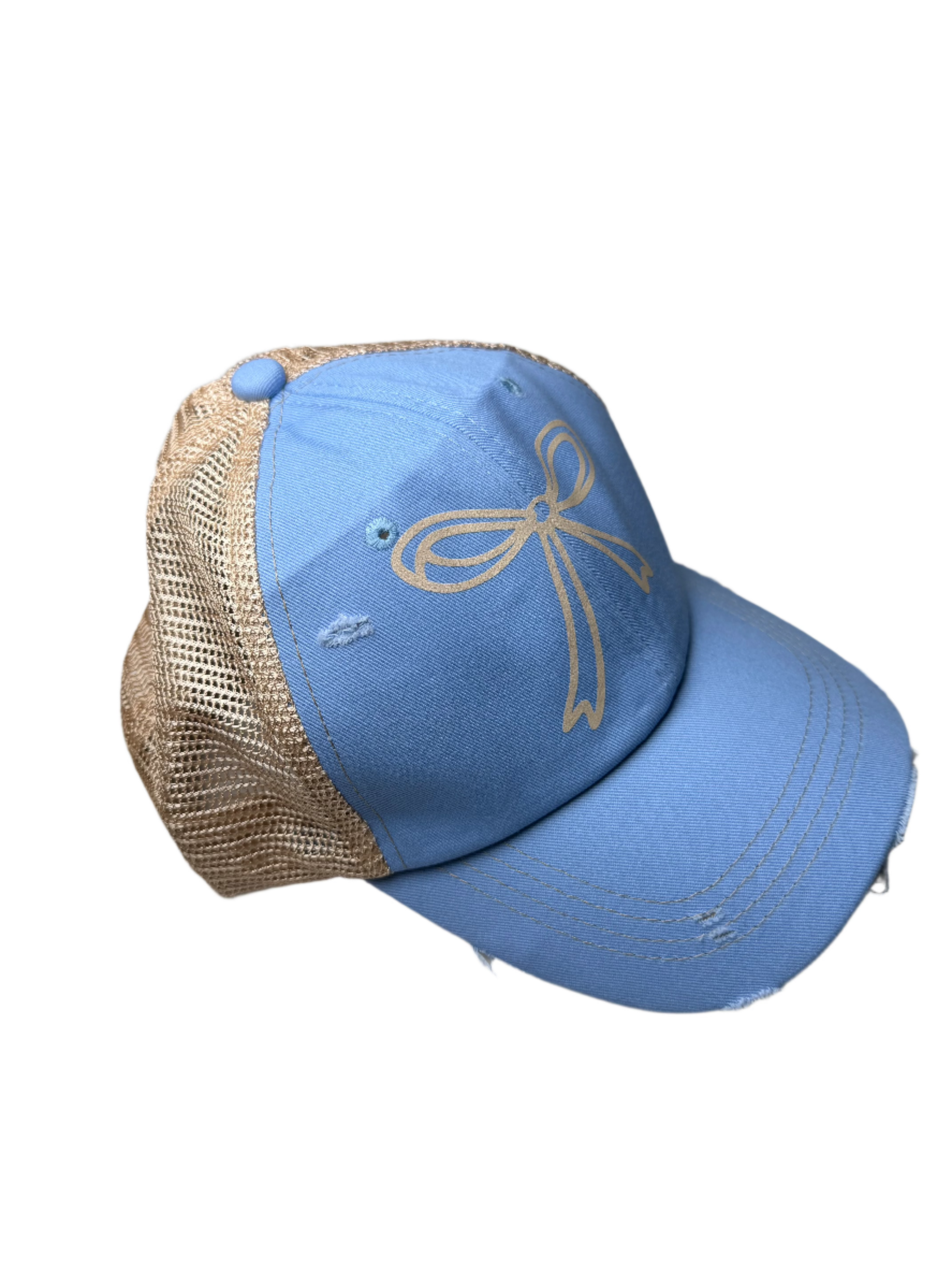 Canvas Bow Embroidered Cap