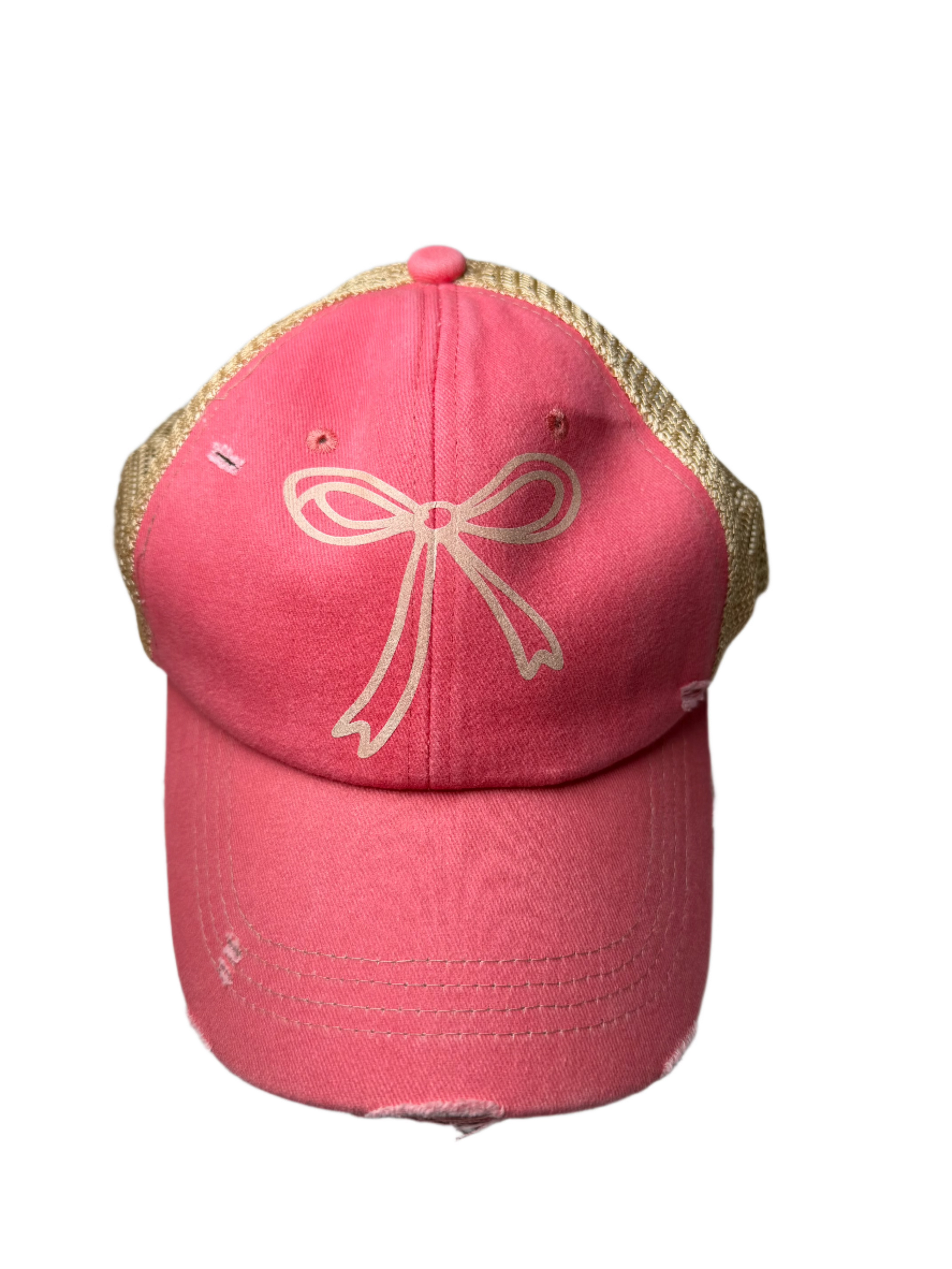 Canvas Bow Embroidered Cap