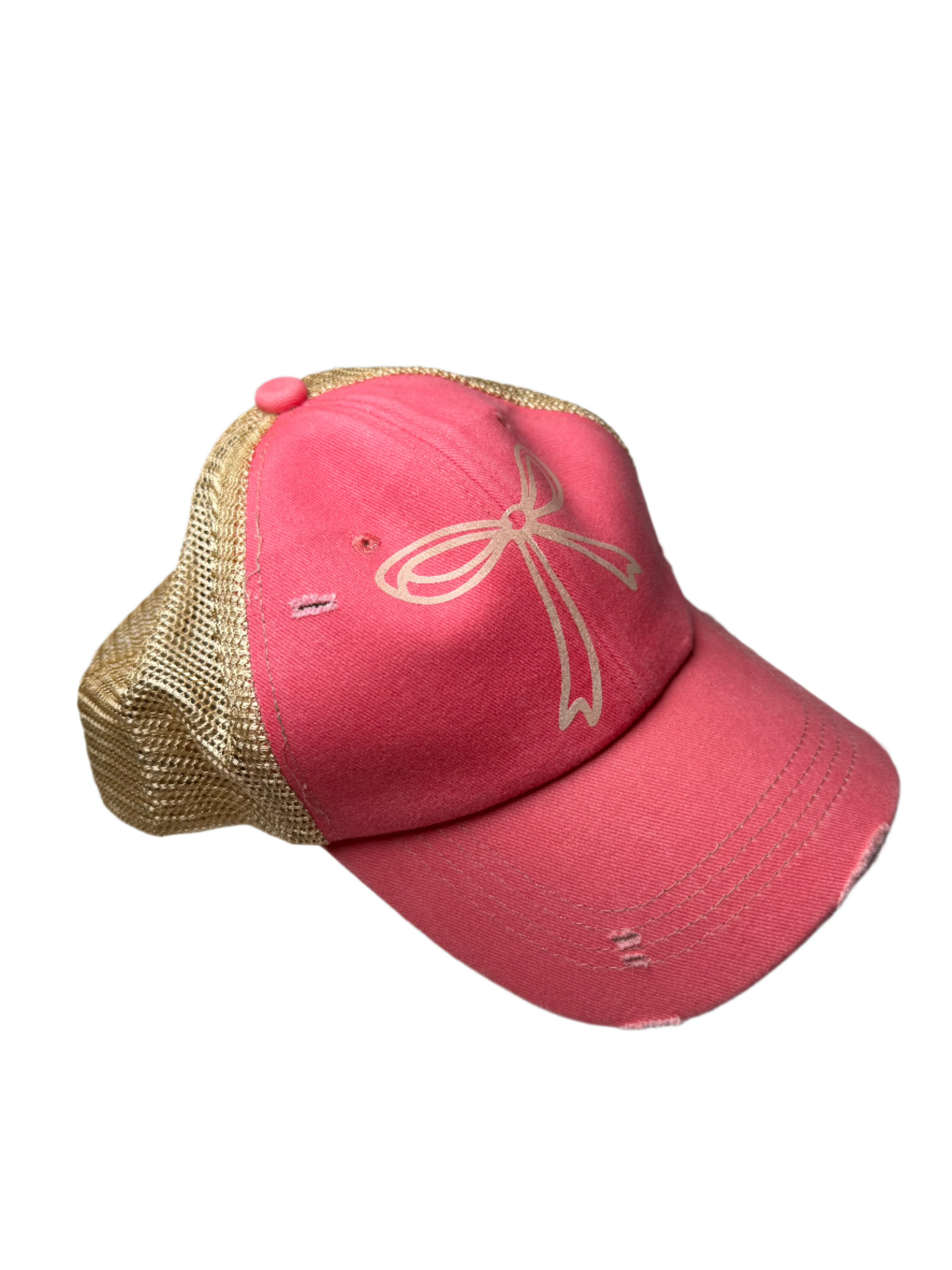 Canvas Bow Embroidered Cap
