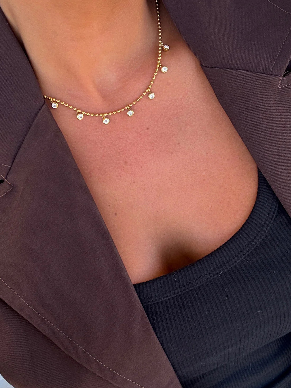 Bree Dainty Rhinestone Necklace | Water Resistant - Chansutt Pearls