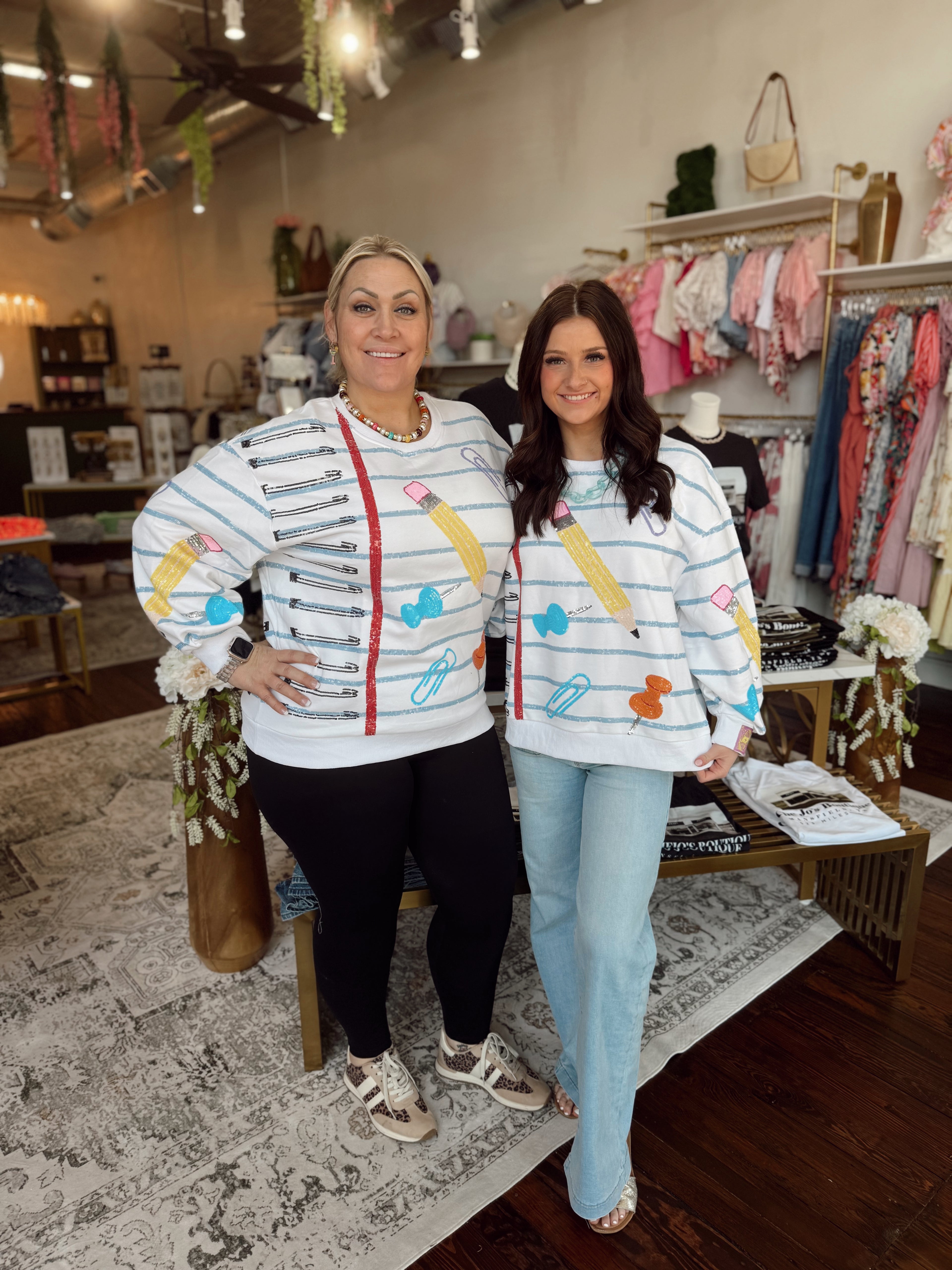 White Notebook Paper & School Supplies Sweatshirt