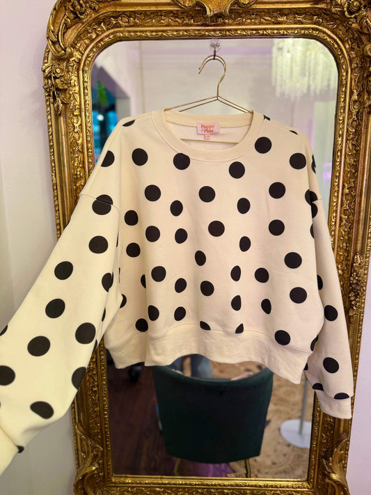 CJ Polka Dot Crop Sweatshirt | PLUS SIZE AVAILABLE