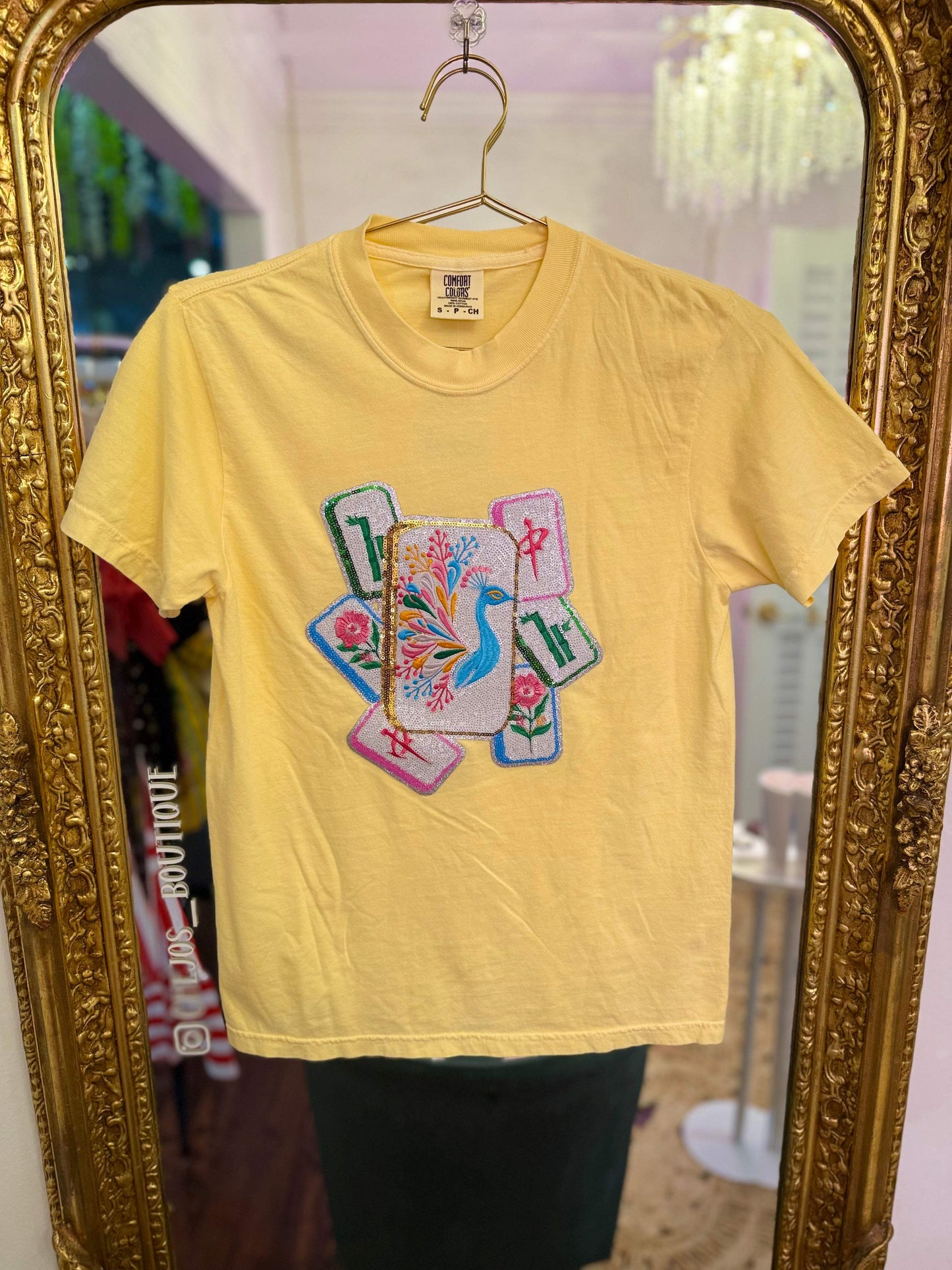 Mahjong Peacock Tiles Sequin Tee | PLUS SIZE AVAILABLE