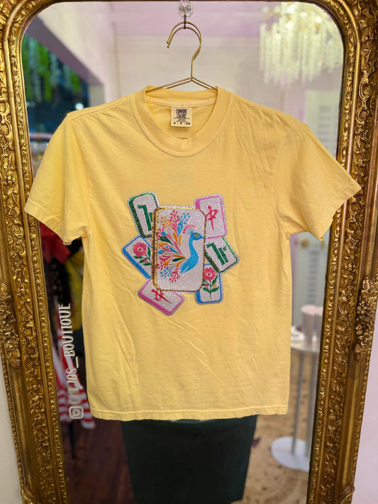 Mahjong Peacock Tiles Sequin Tee | PLUS SIZE AVAILABLE