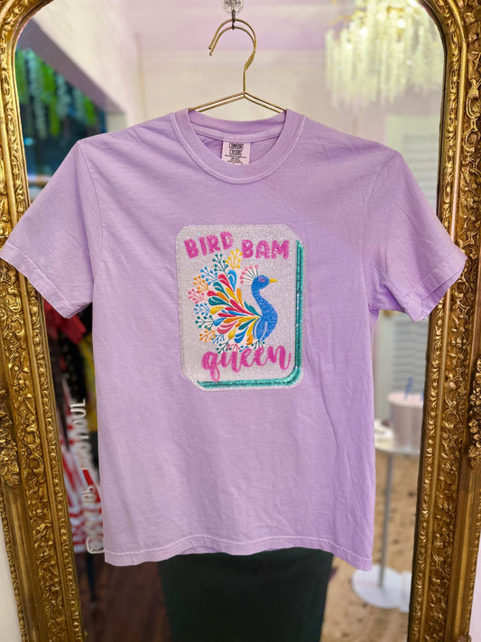 Bird Bam Queen Peacock Tile Mahjong Sequin Tee | PLUS SIZE AVAILABLE