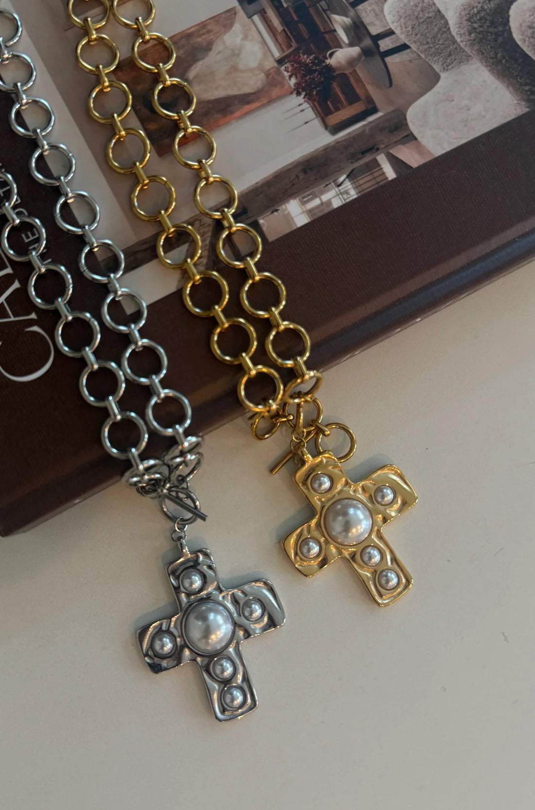 Harper Cross Pearl Necklace | Water Resistant - Chansutt Pearls