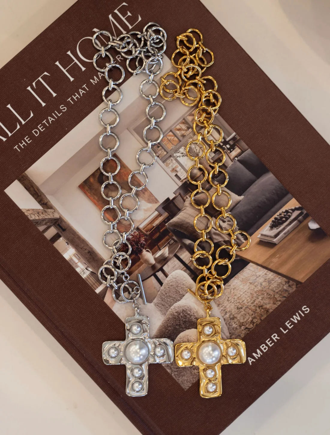 Harper Cross Pearl Necklace | Water Resistant - Chansutt Pearls