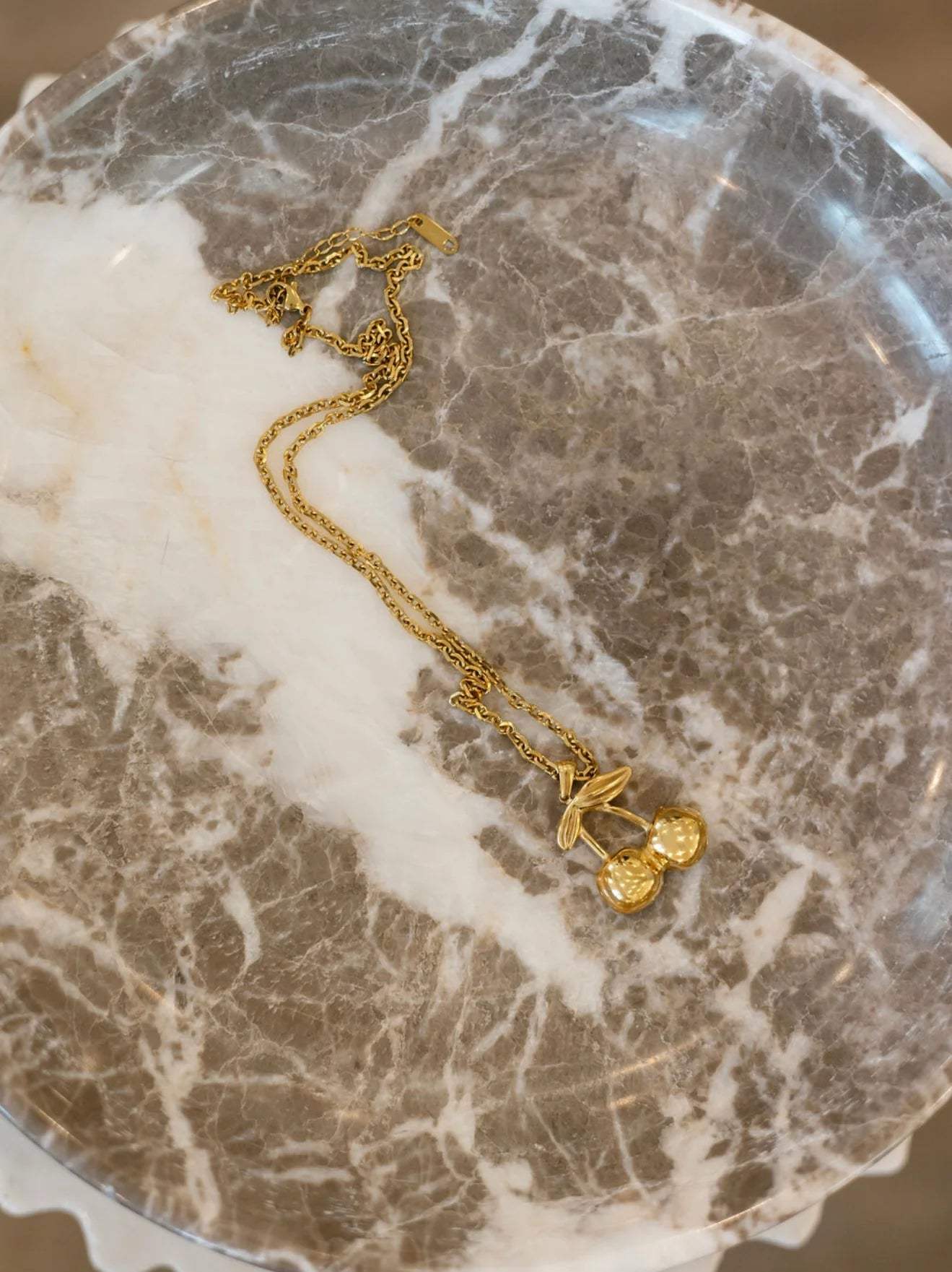 Gold Cherry Necklace | Water Resistant