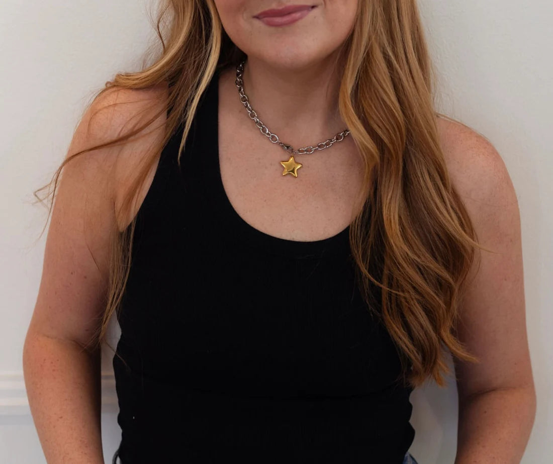 Two Toned Chunky Star Necklace | Water Resistant - Chansutt Pearls