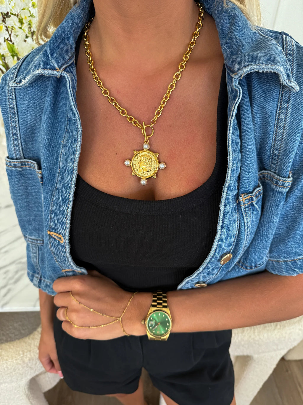 Multi Pearl Coin Necklace