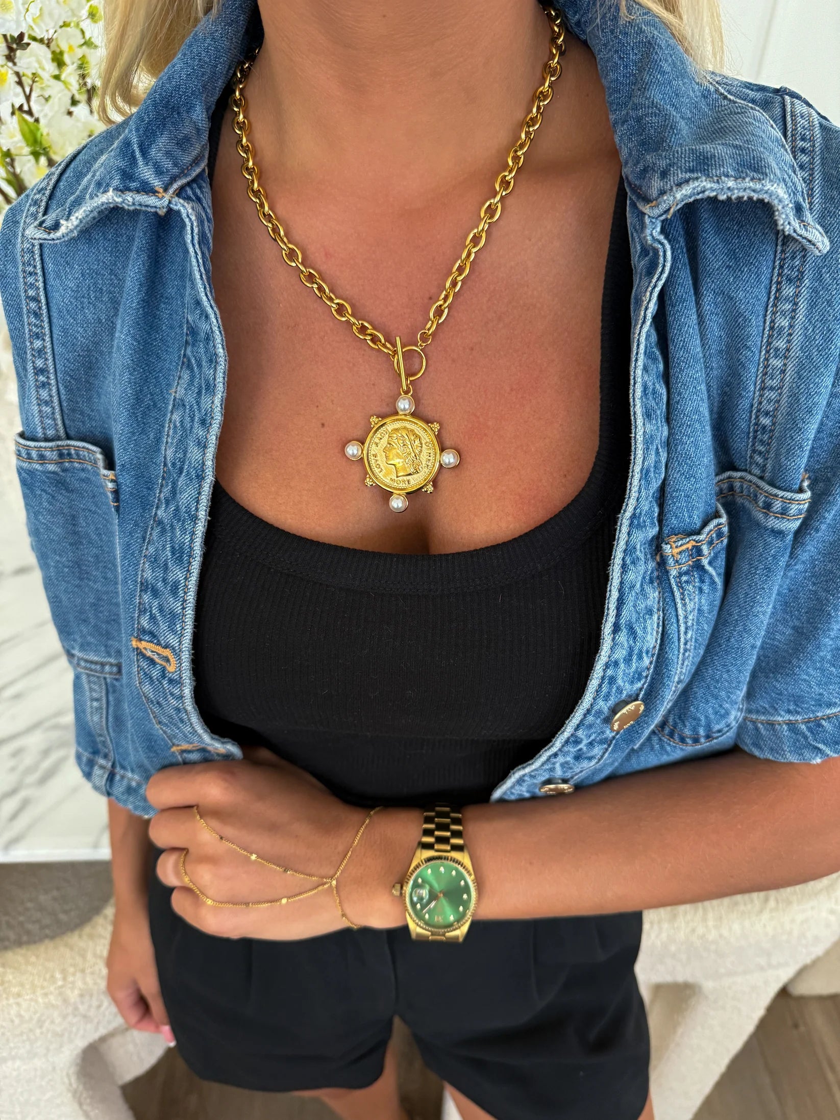 Multi Pearl Coin Necklace