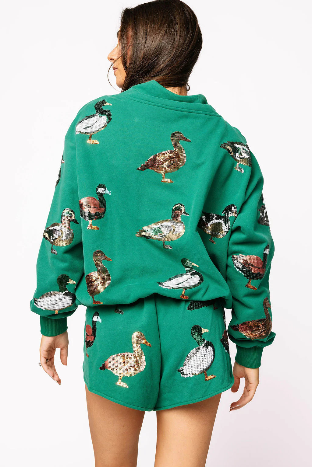 Dark Green Duck Mock Neck Sweatshirt