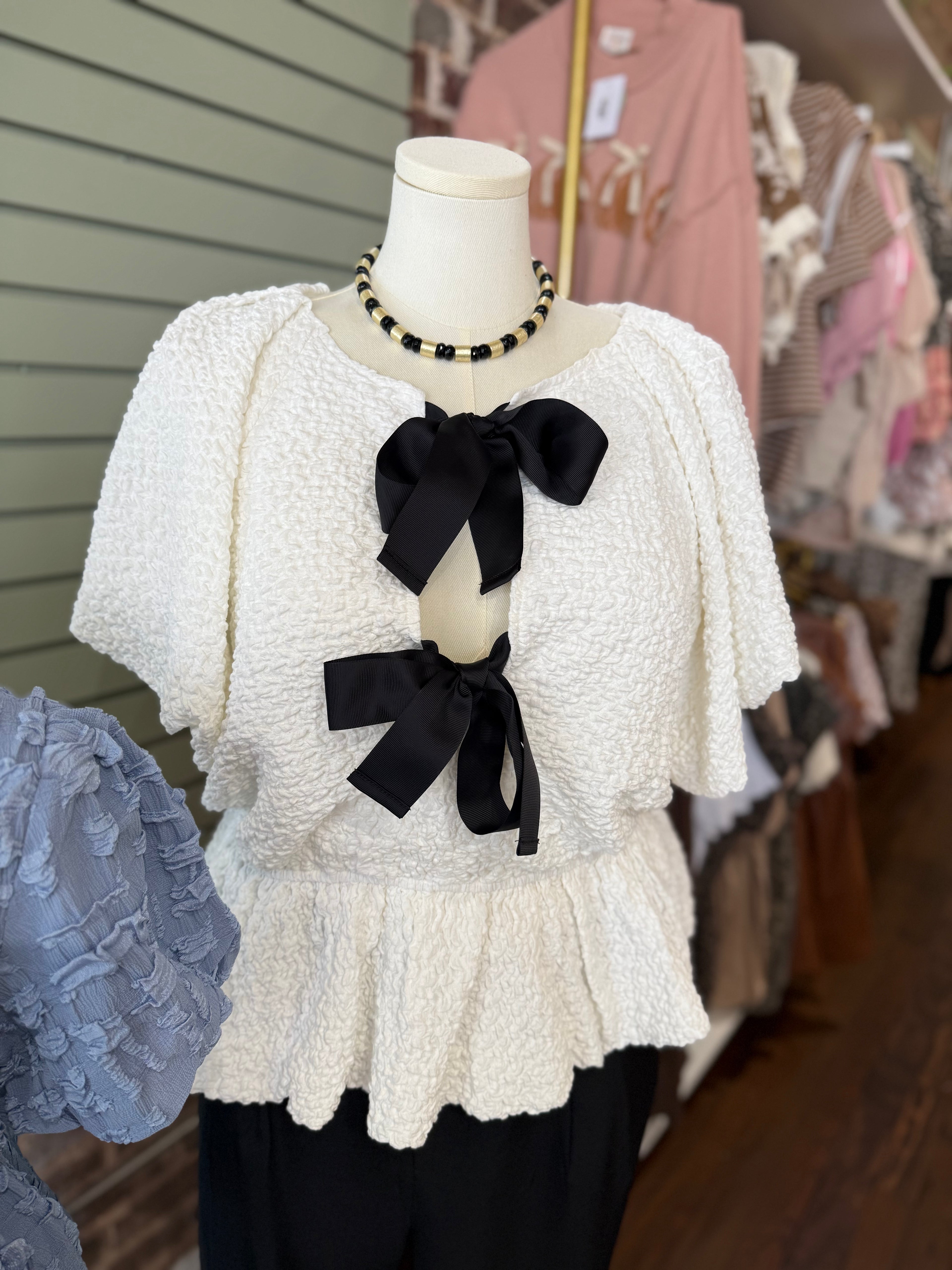 PLUS SIZE | Mila Textured Peplum Top