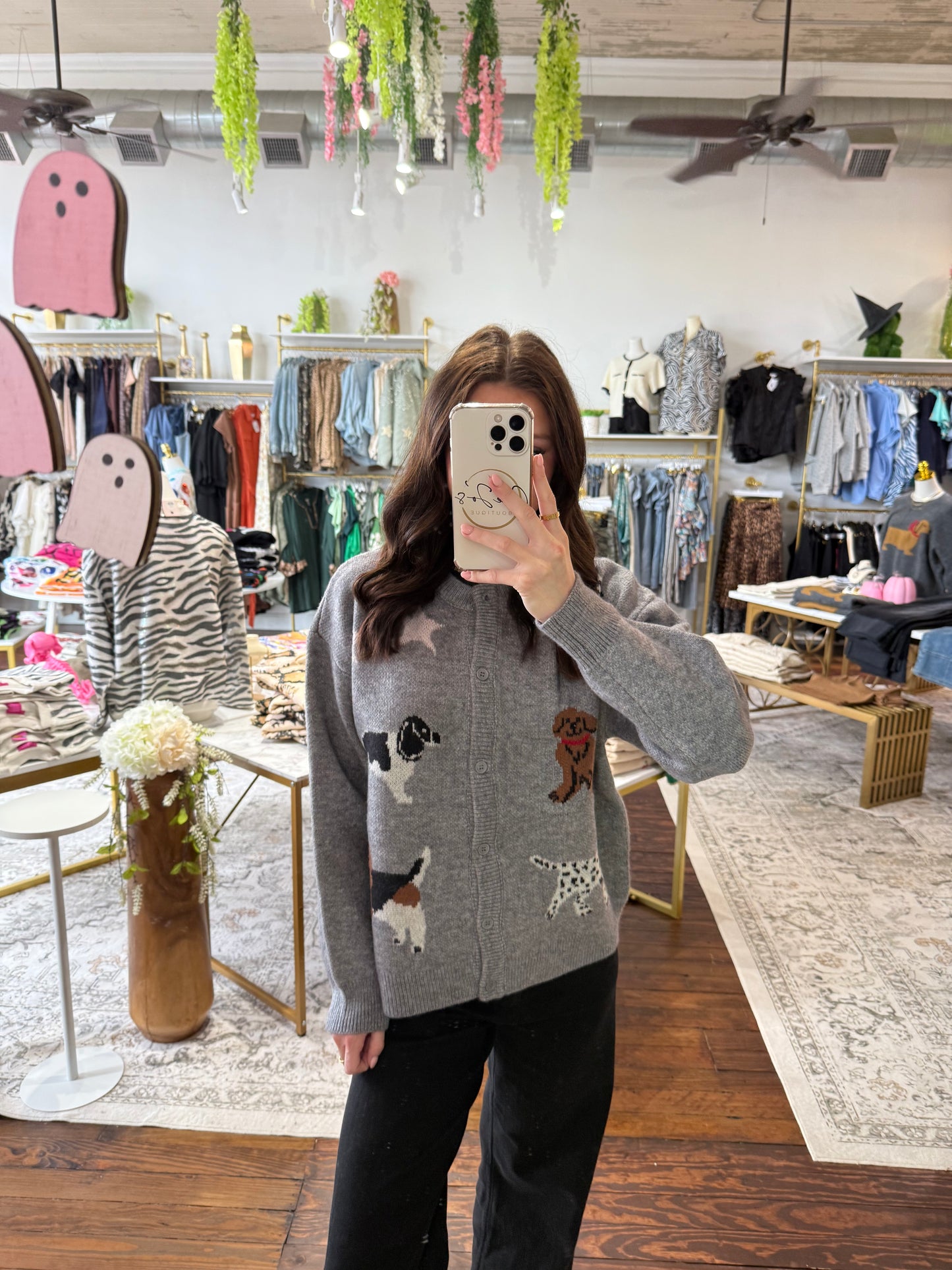 Multi Dog Knit Sweater Cardigan