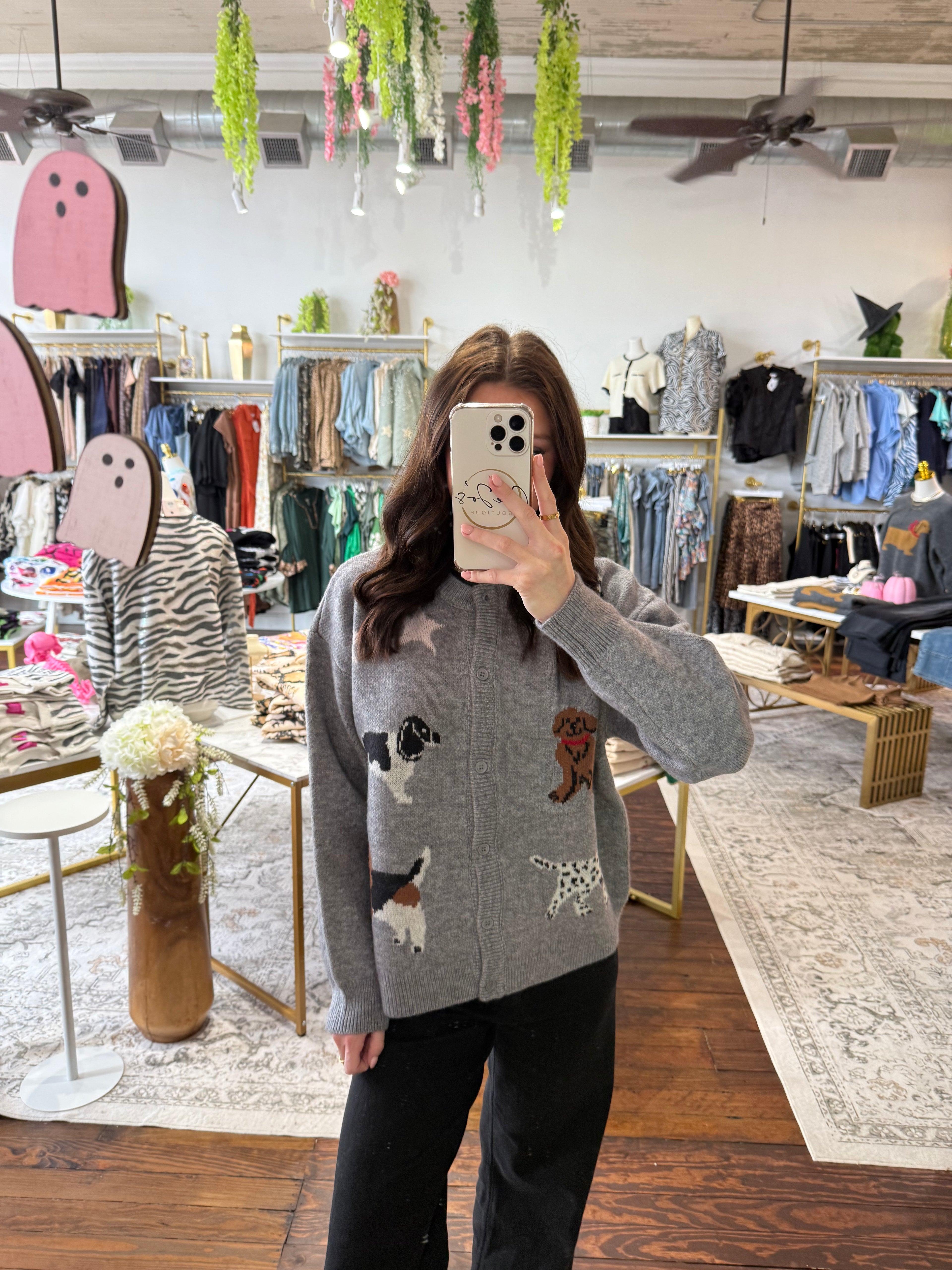 Multi Dog Knit Sweater Cardigan