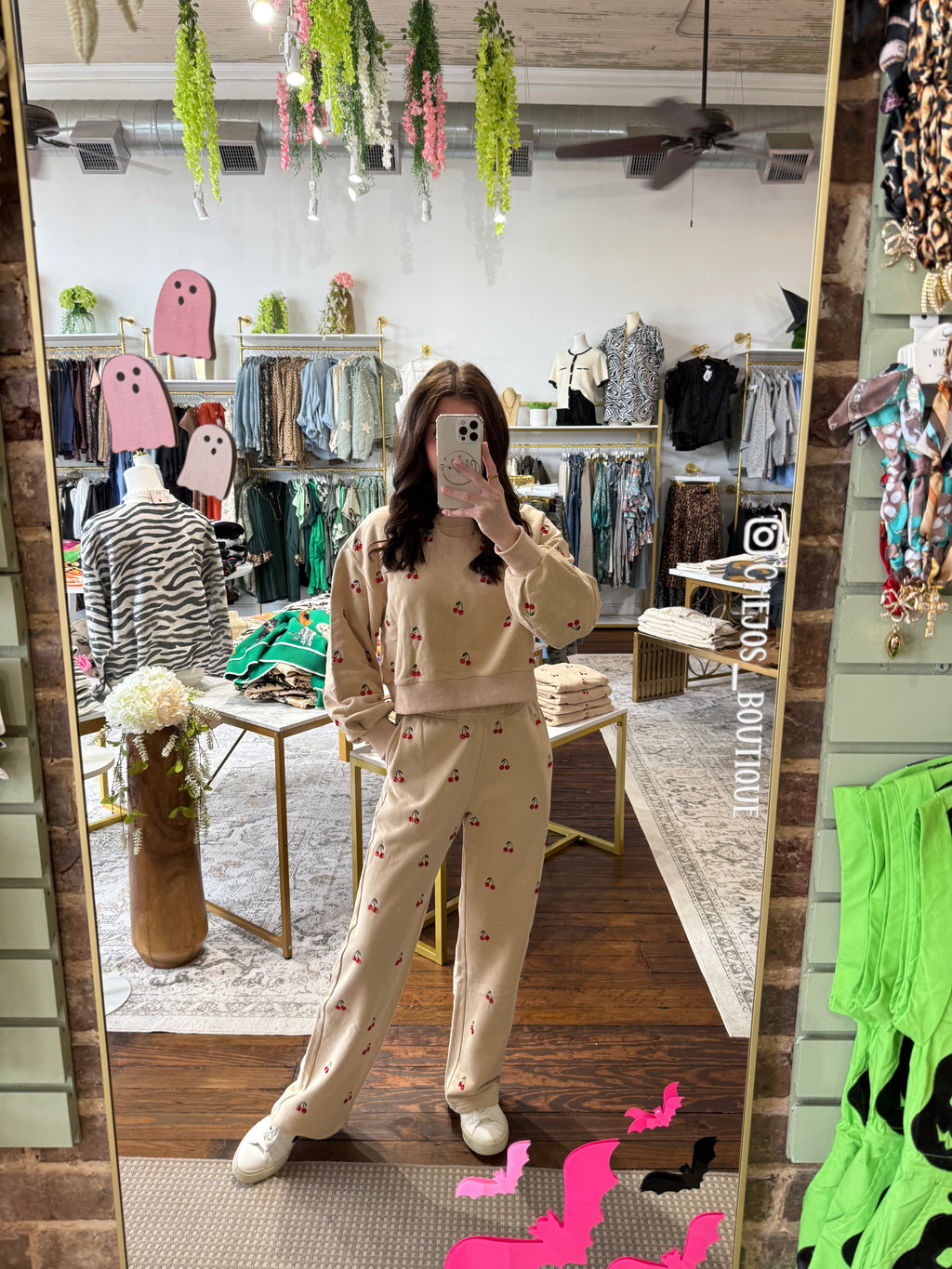 Tan Jeweled Cherry Sweatpant | Queen of Sparkles