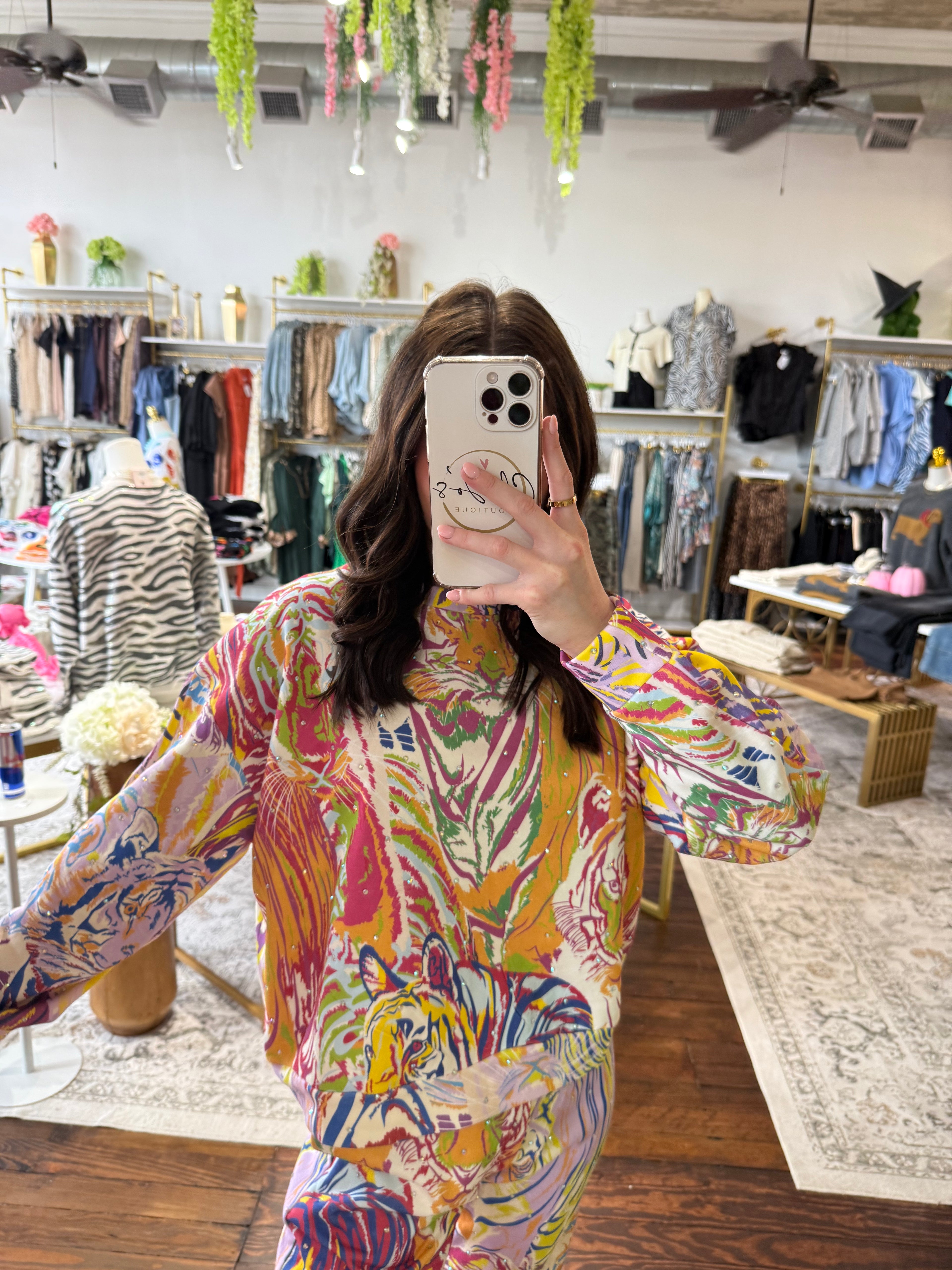 Rainbow Abstract Tiger Sweatshirt | Queen of Sparkles