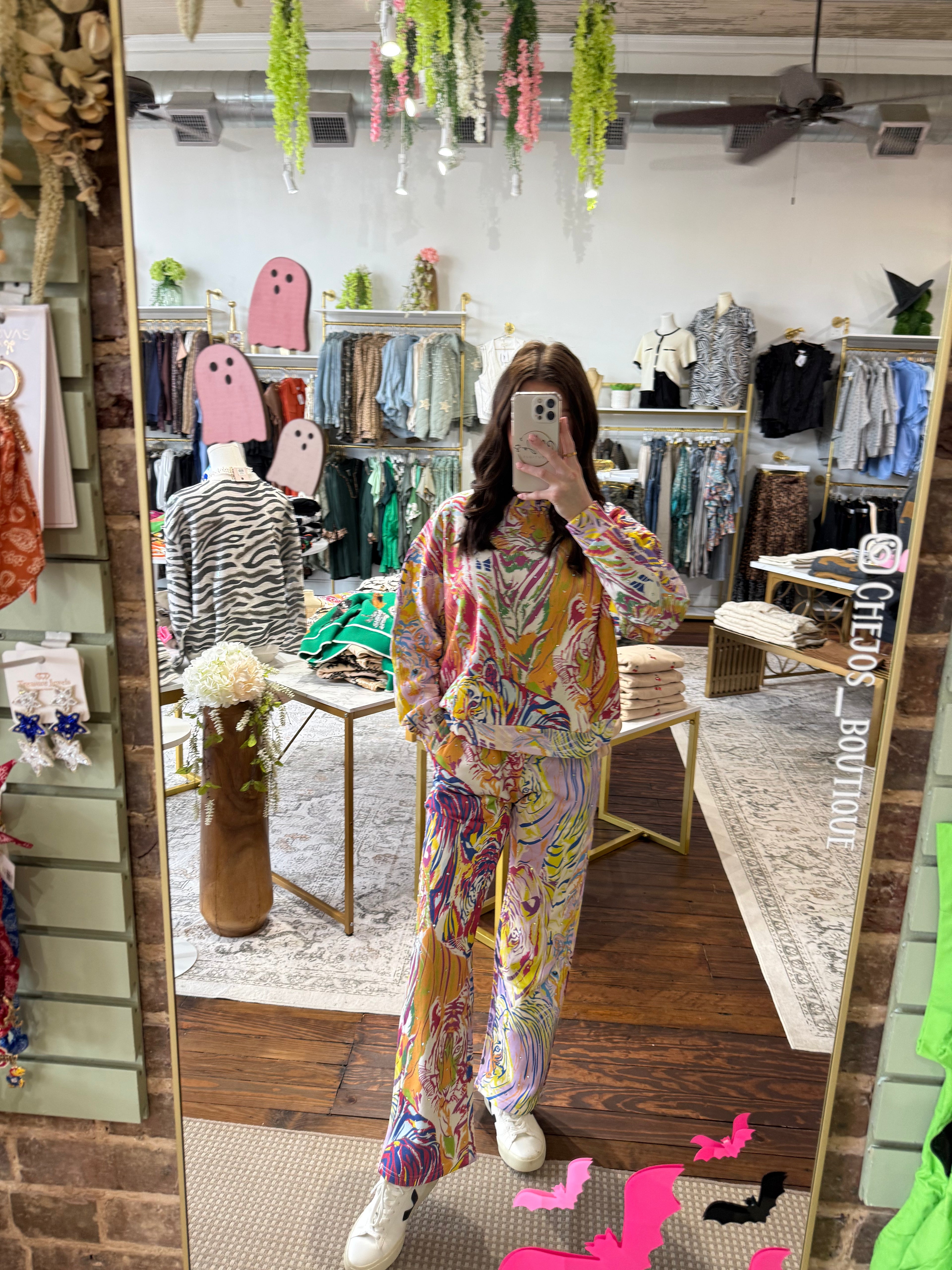 Rainbow Multi Abstract Tiger Sweatpant | Queen of Sparkles