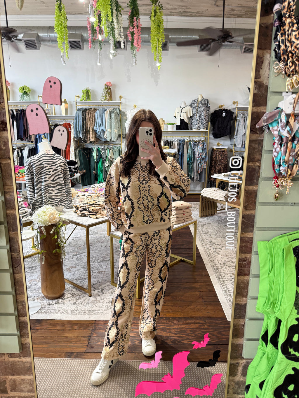 Neutral & Black Python Print Pant | Queen of Sparkles