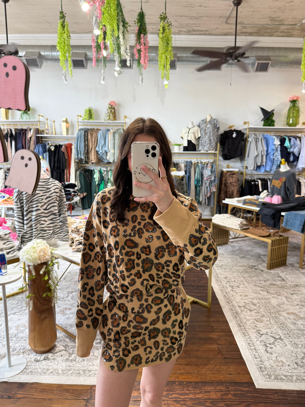 Tan, Brown, & Black Leopard Mock Neck Dress | Queen of Sparkles