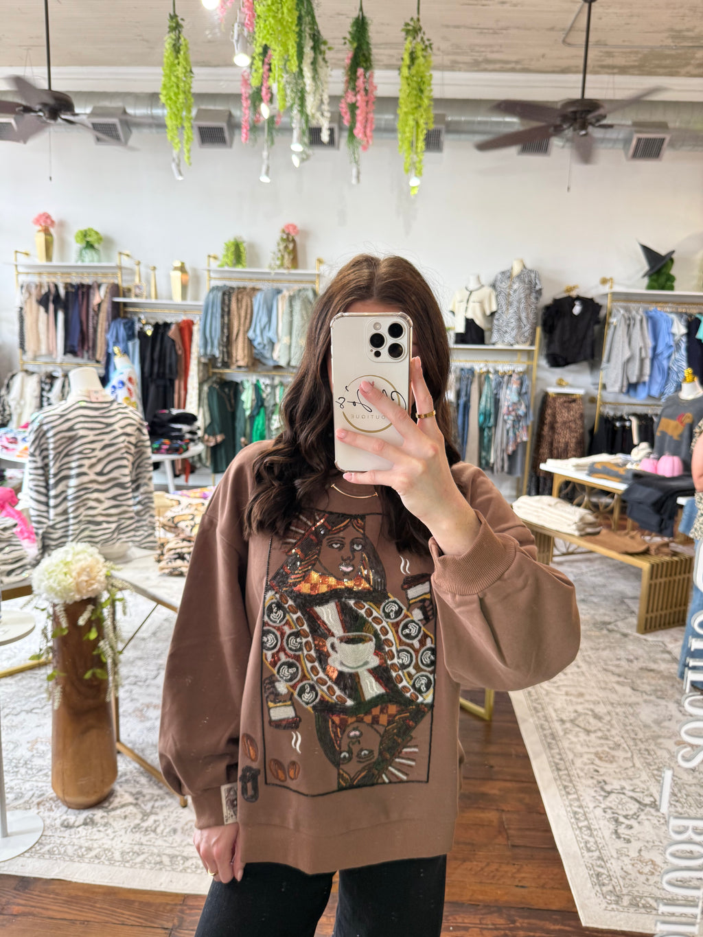 Brown Queen of Coffee Sweatshirt | Queen of Sparkles