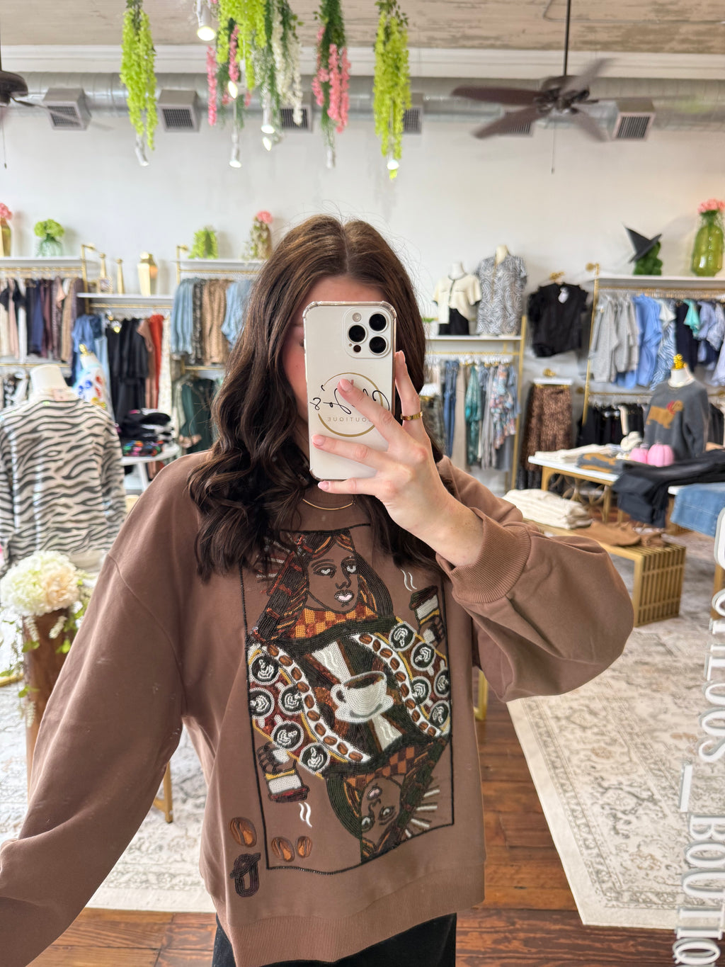 Brown Queen of Coffee Sweatshirt | Queen of Sparkles