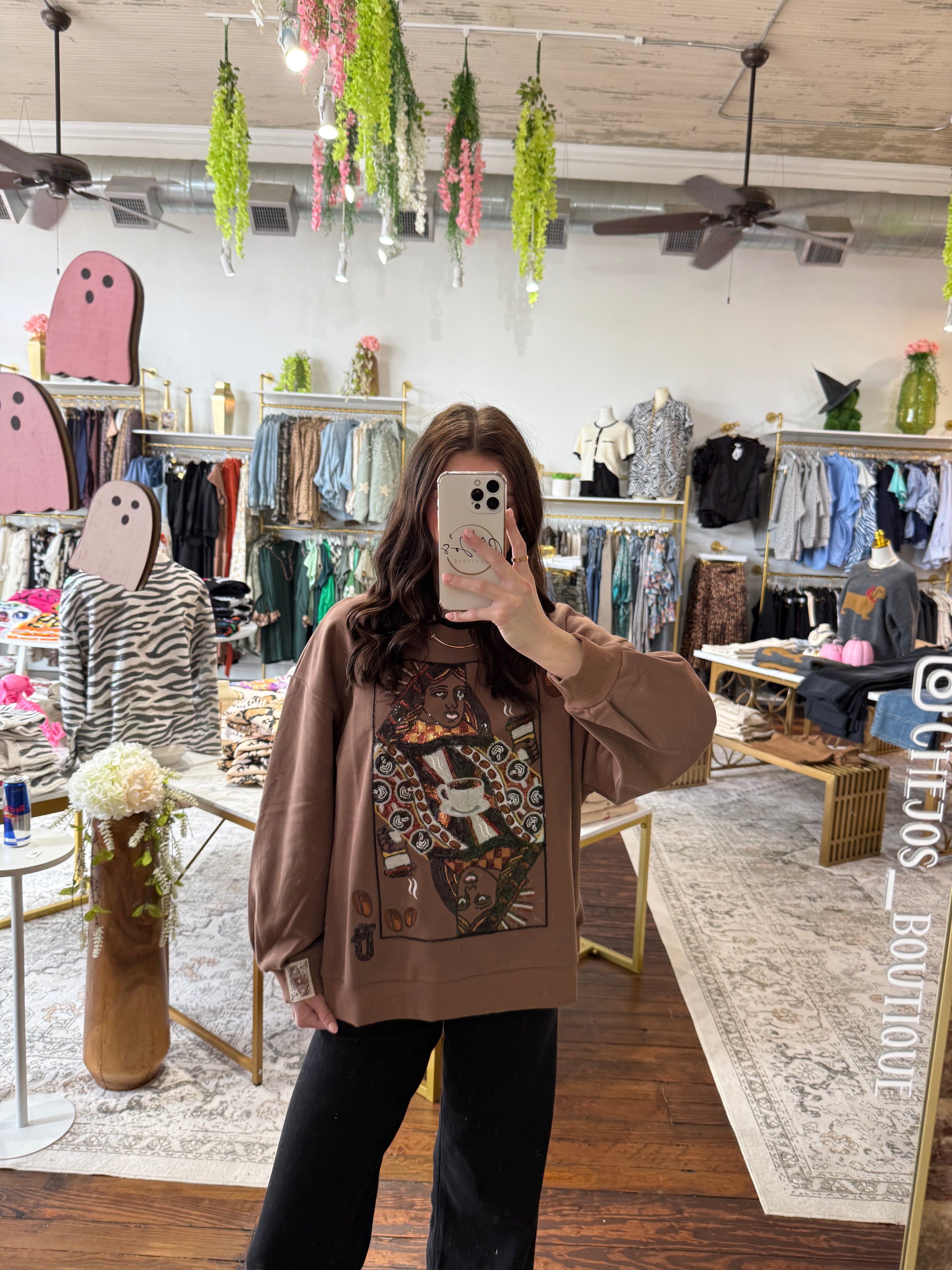 Brown Queen of Coffee Sweatshirt | Queen of Sparkles
