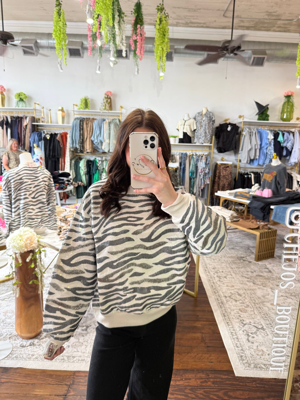 Cream & Black Zebra Print Sweatshirt | Queen of Sparkles