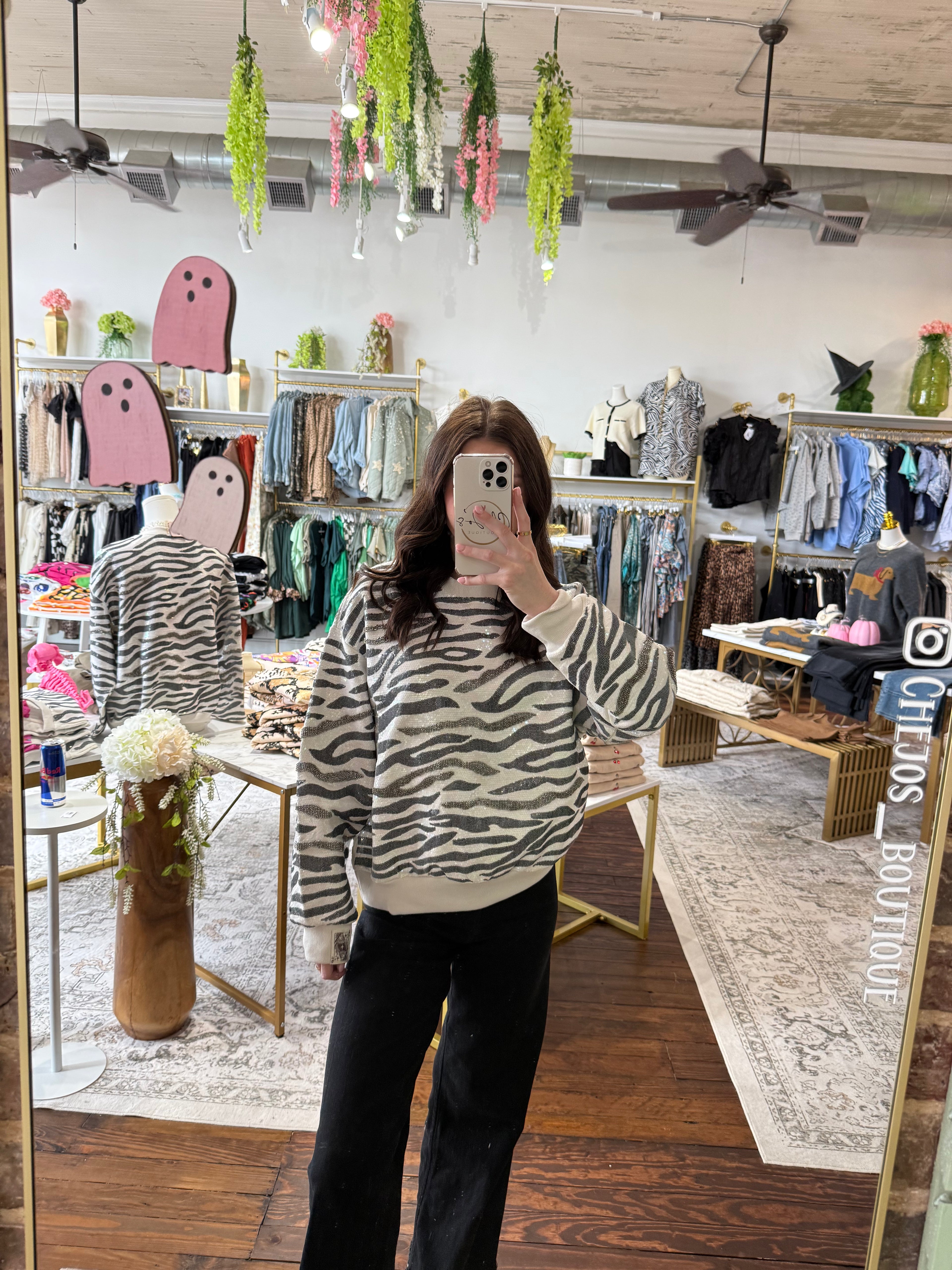 Cream & Black Zebra Print Sweatshirt | Queen of Sparkles