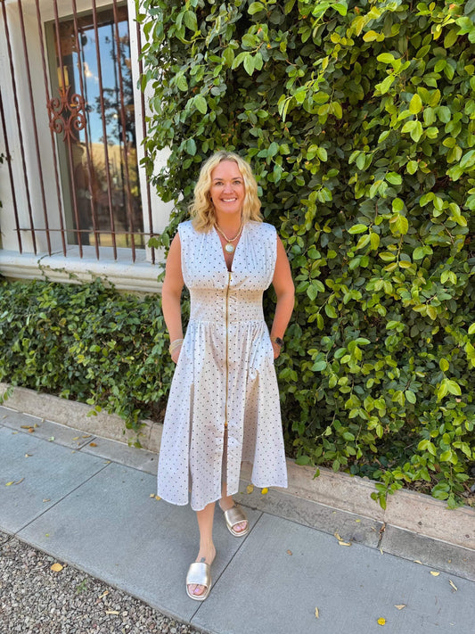 Polka Dot V-Neck Flare Midi Dress