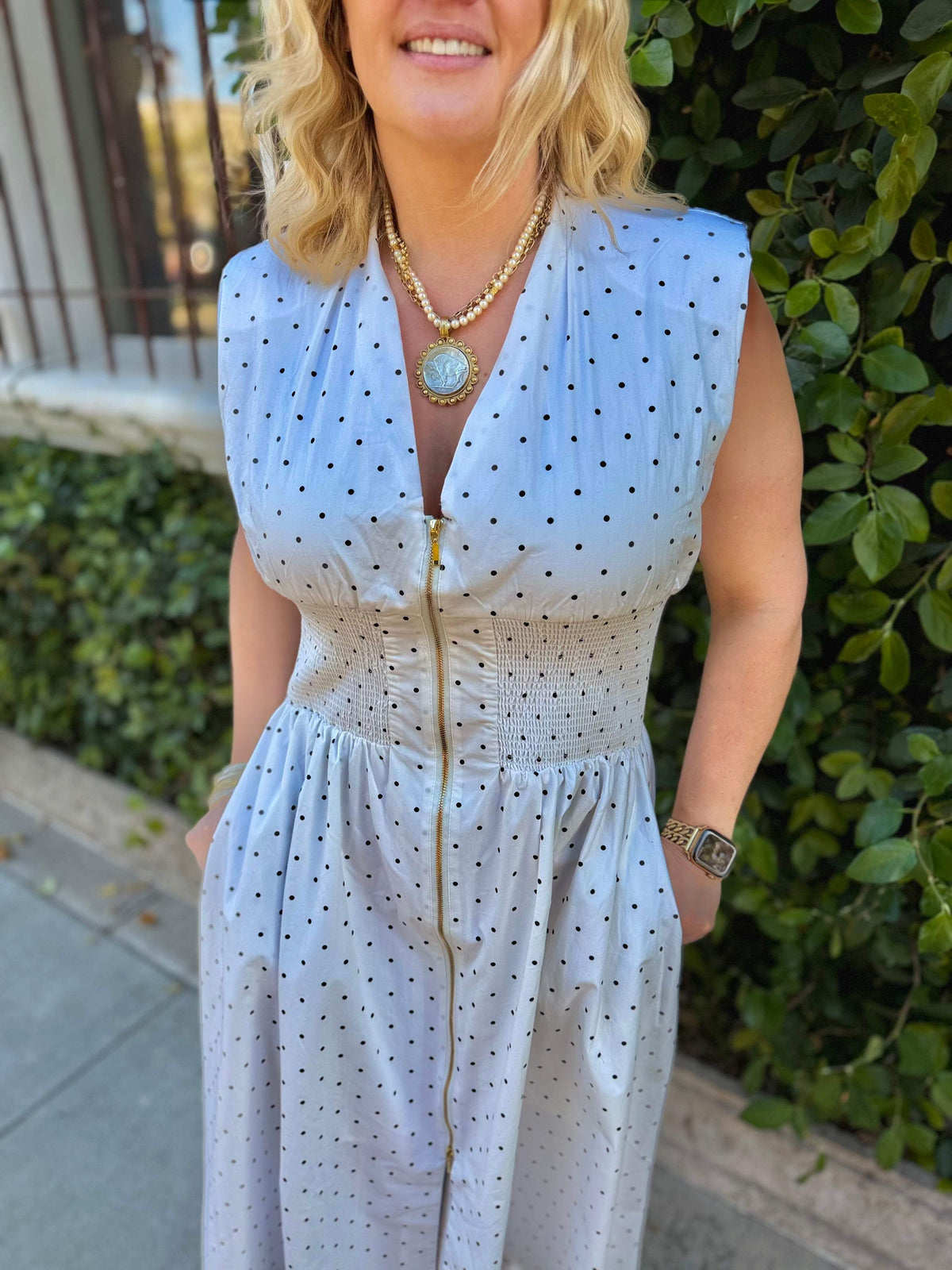 Polka Dot V-Neck Flare Midi Dress