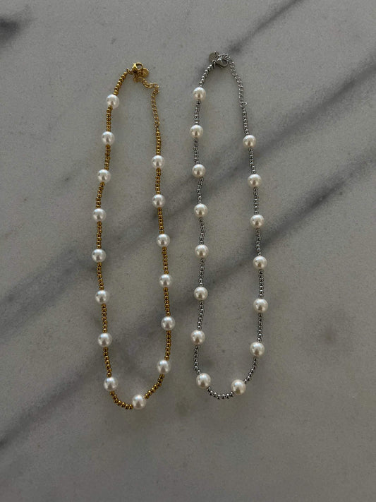 18K Gold Plated Pearl Beaded Necklace | Water Resistant