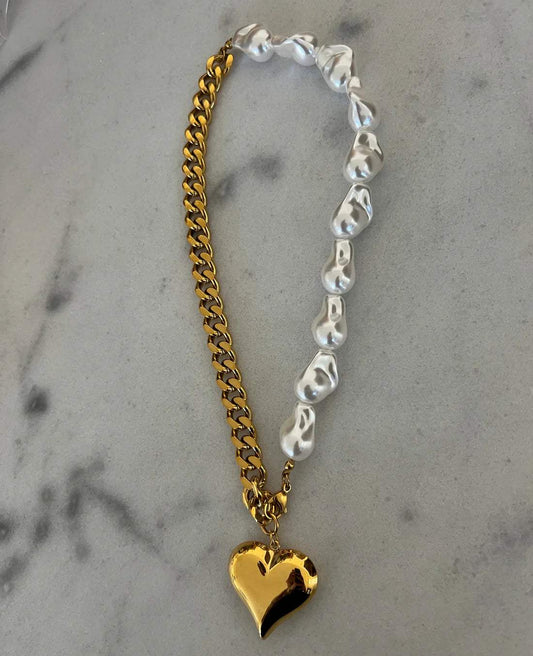 Charlotte Heart & Pearl Necklace | Water Resistant - Chansutt Pearls