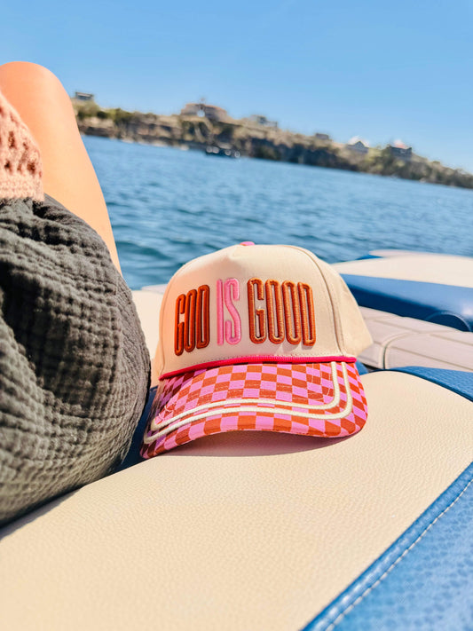 "God is Good" Embroidered Canvas Trucker Hat