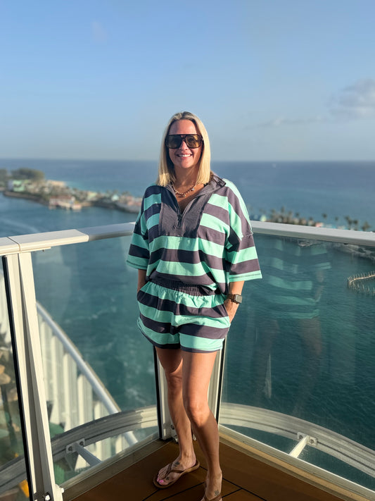 Cool Girl Stripe Half-Zip Set
